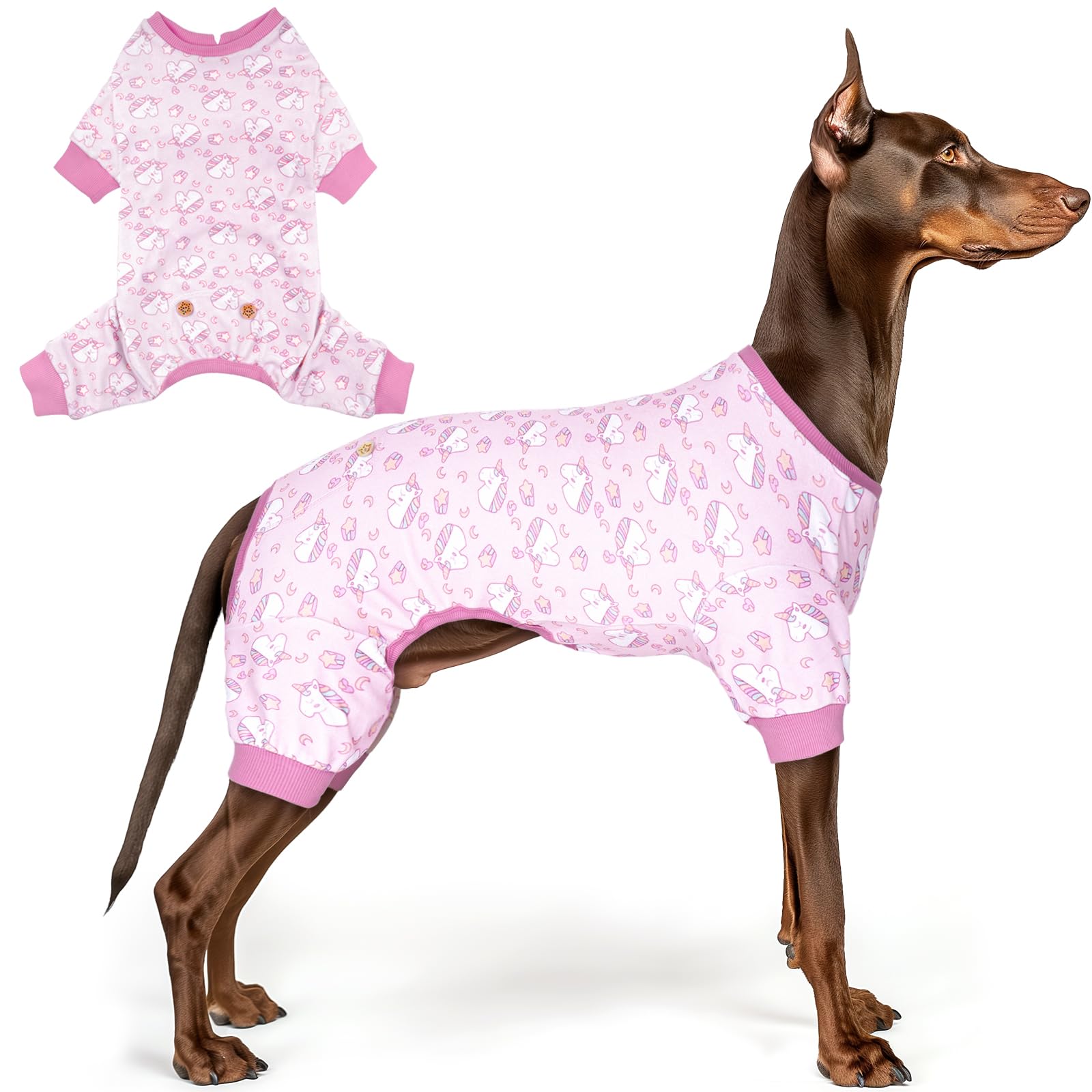 Kyeese Dog Pajamas Pink Unicorn Dog Pajamas Large Sized Dog Dog Clothes Comfy Dog Surgery Recovery Suit Dog Body Suits After Surgery Dog Onesie Dog Coat Dog Costume Cat Clothes Large Dog Pajamas