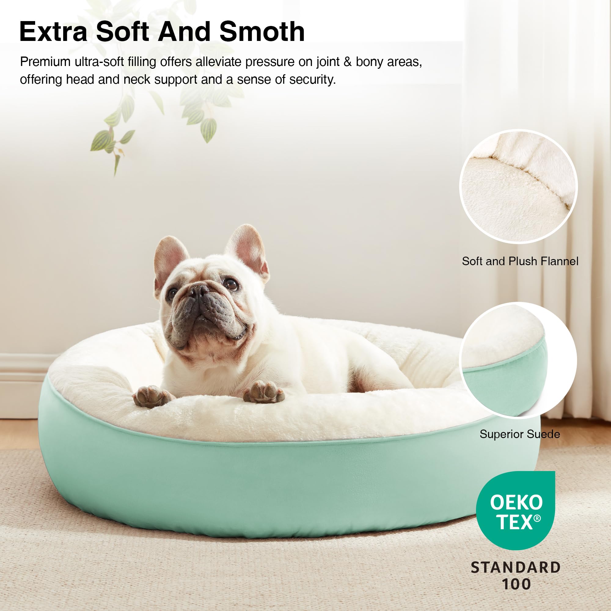 Love'S Cabin Round Donut Cat And Dog Cushion Bed, 25In Pet Bed For Small Or Medium Dogs, Anti-Slip & Water-Resistant Bottom, Sof