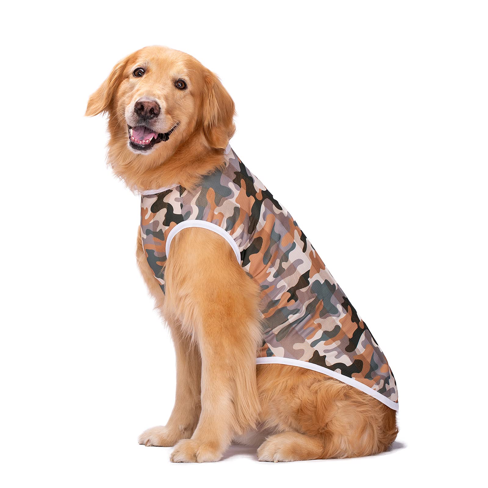 Pet Clothes, Large Dog Shirt Camouflage T Shirt Breathable Dog Sunscreen Clothes Outfits Vest Apparel For Medium Large Dogs (26/