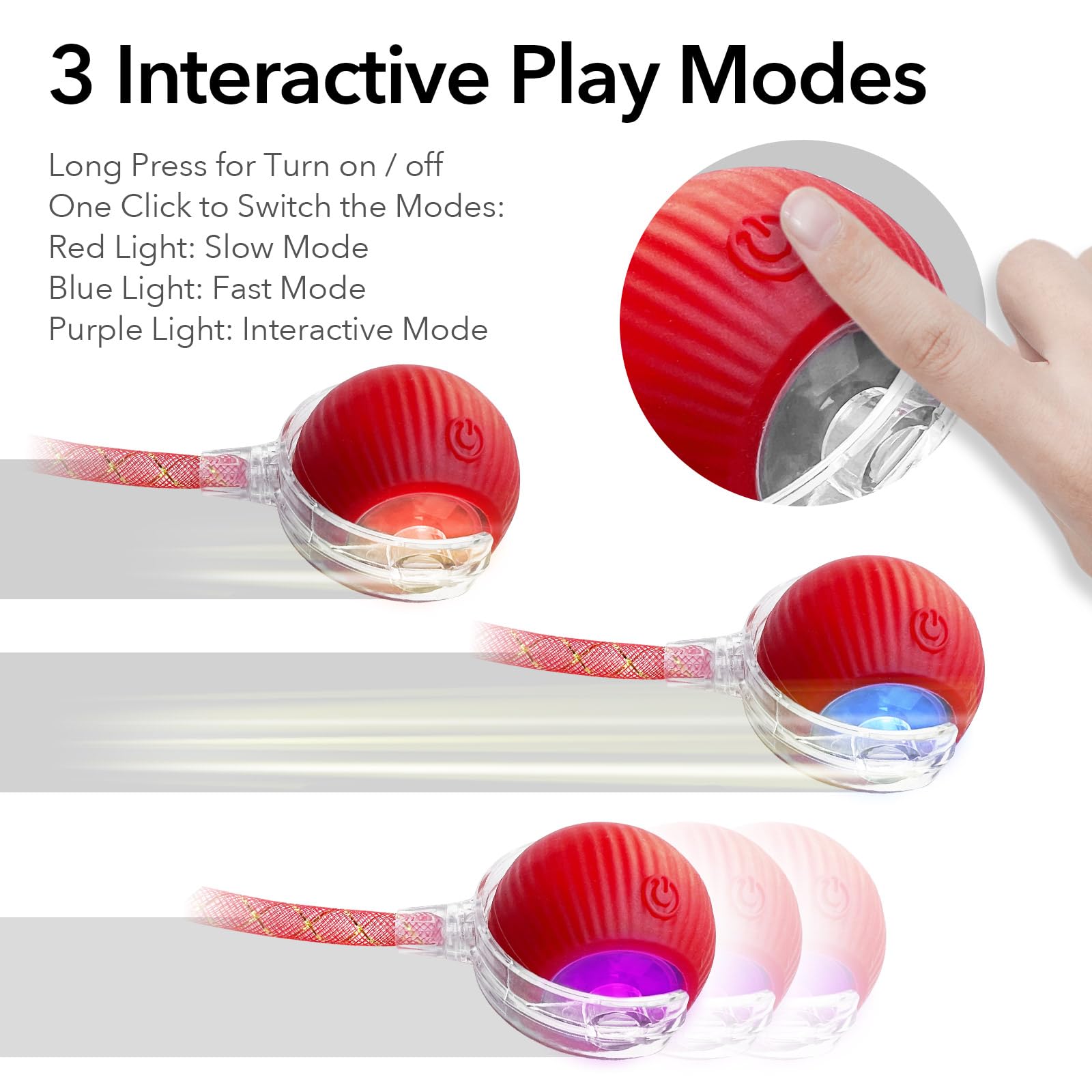 Goocare Speedy Tail Ball Toy 3.0 With 3 Play Modes, Bonus Tail, Safe Silicone Surface, Powerful Motor Moving Ball, Interactive A