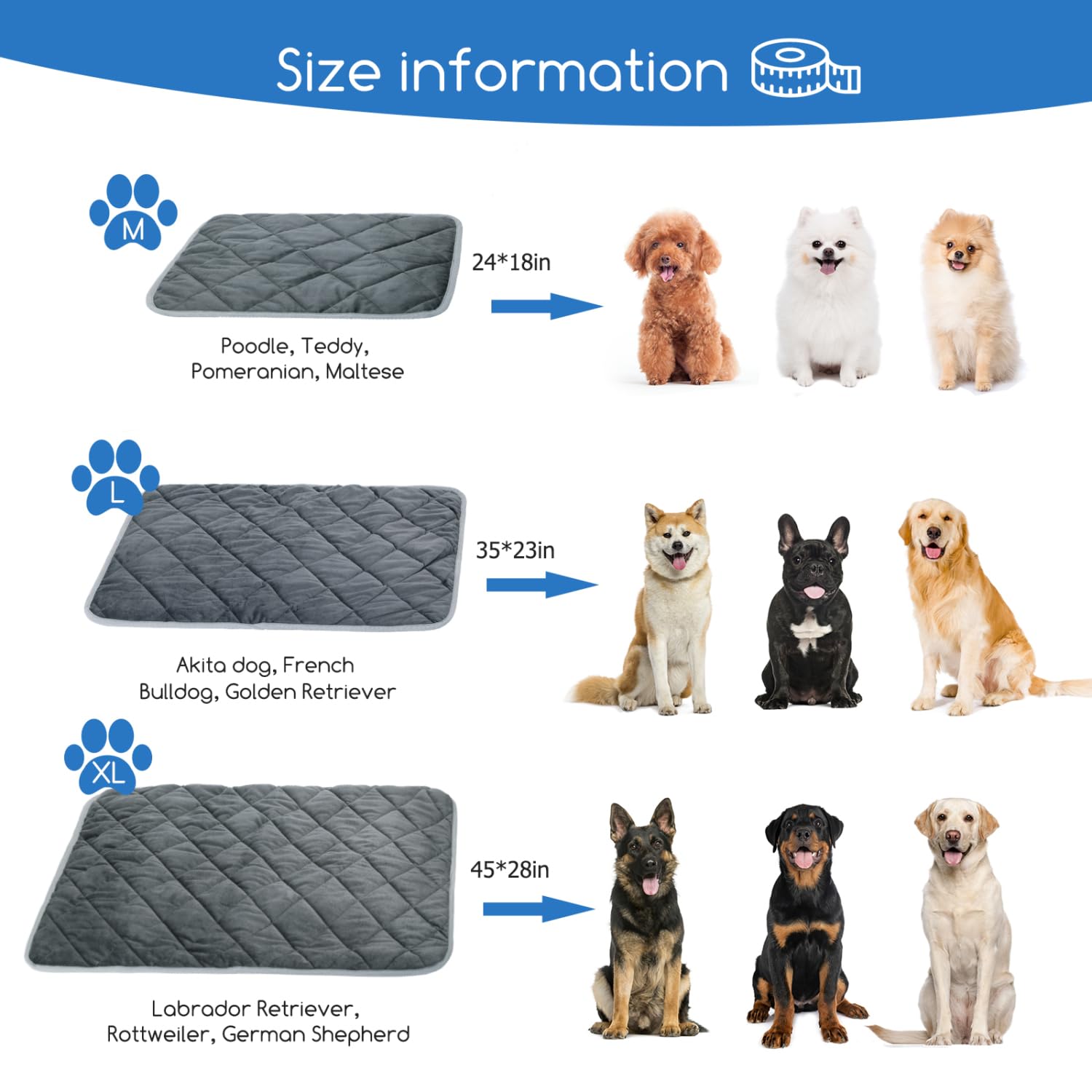Nobleza Self Heating Cat Mat, Super Thermal Dog Crate Pad For Indoor Outdoor, Washable Anti-Slip Kennel Mat For Medium Small Dogs And Cats, 35 * 23' Grey