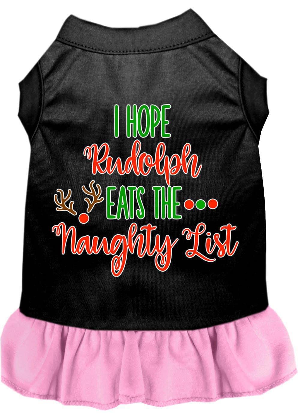 Christmas Pet Dog & Cat Dress Screen Printed, &quot;I Hope Rudolph Eats The Naughty List&quot; White 3XL (25-35 lbs.)