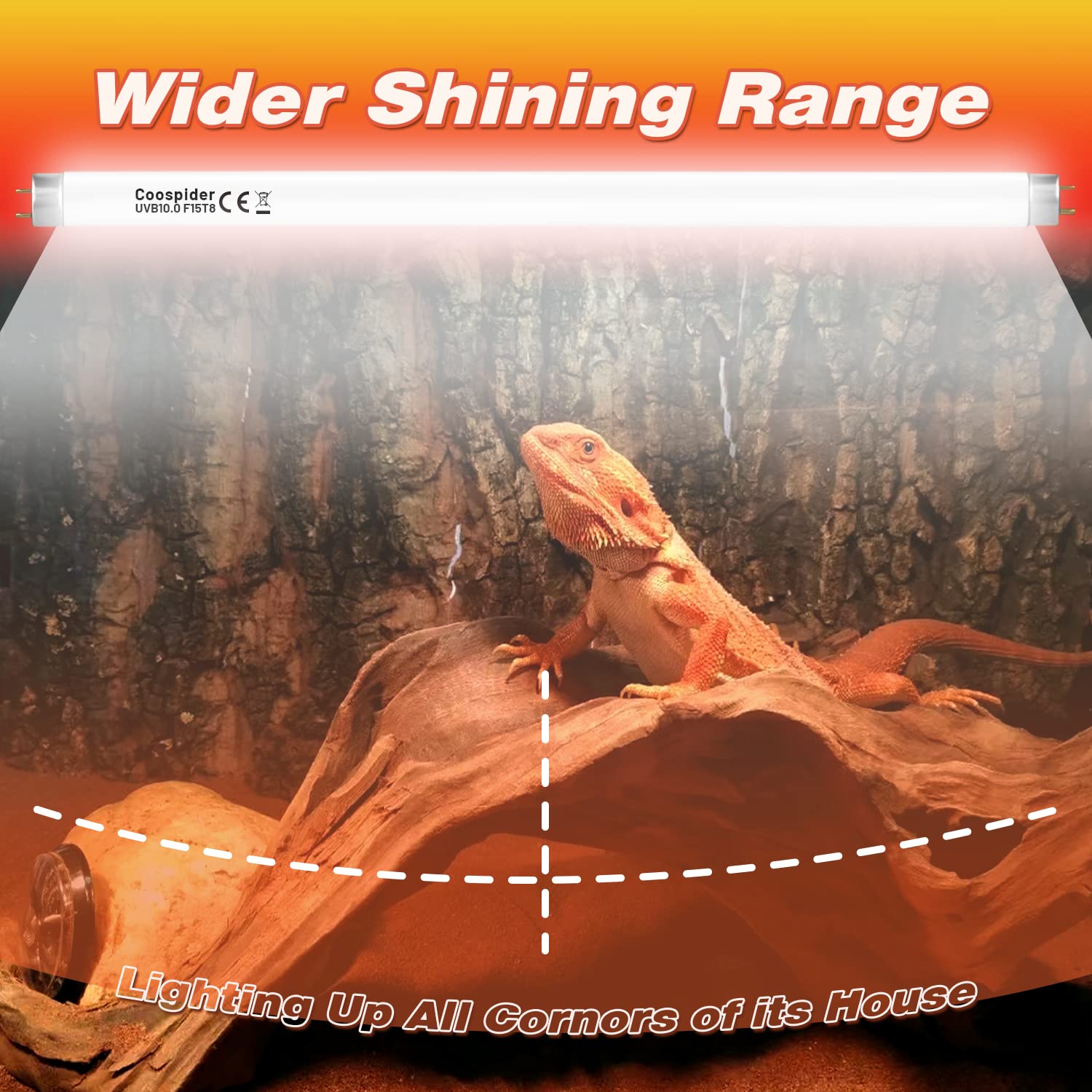 Hypool 2-Pack UVB Reptile Light 10.0 Bulb 15W 18inch T8 Fluorescent Desert Lamp UVA for Bearded Dragon Tortoise Reptile & Amphib