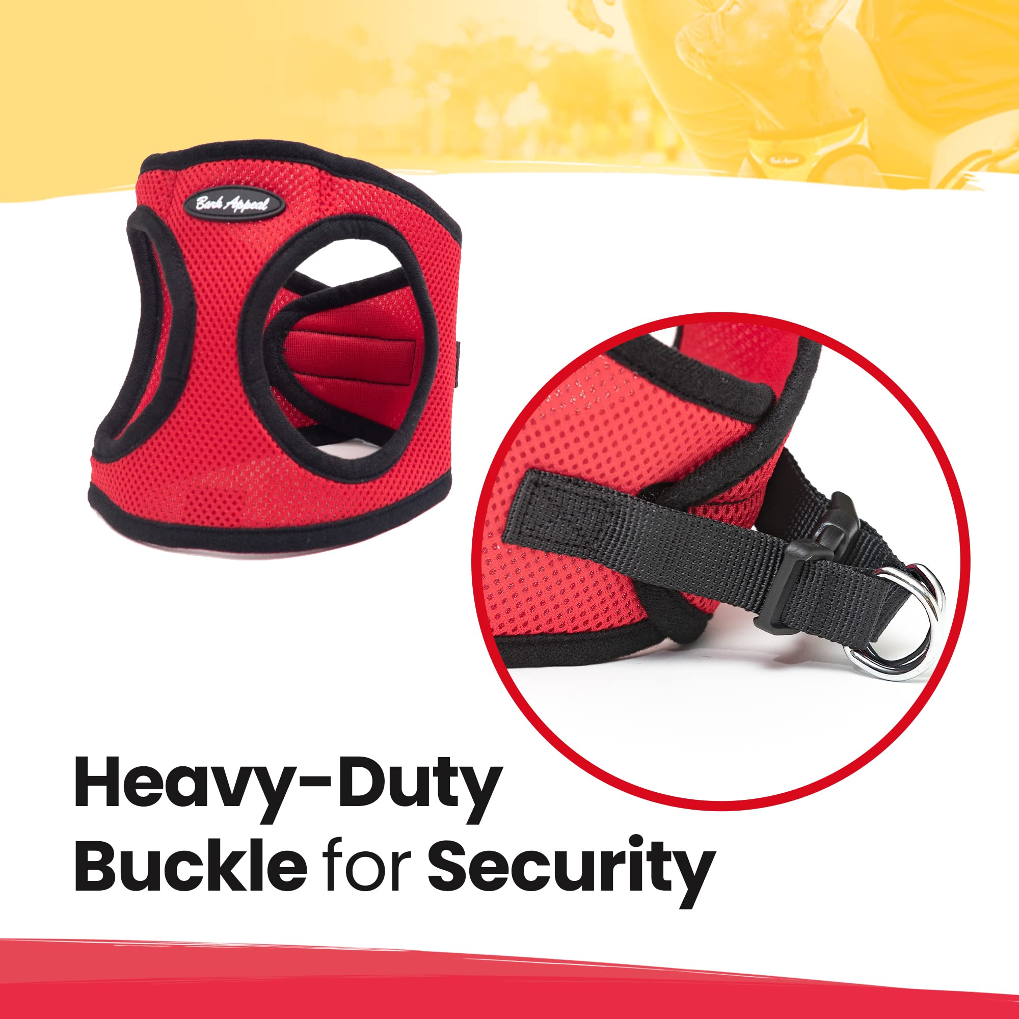 Mesh Step In Ez Wrap Harness (Red, Medium) By Bark Appeal