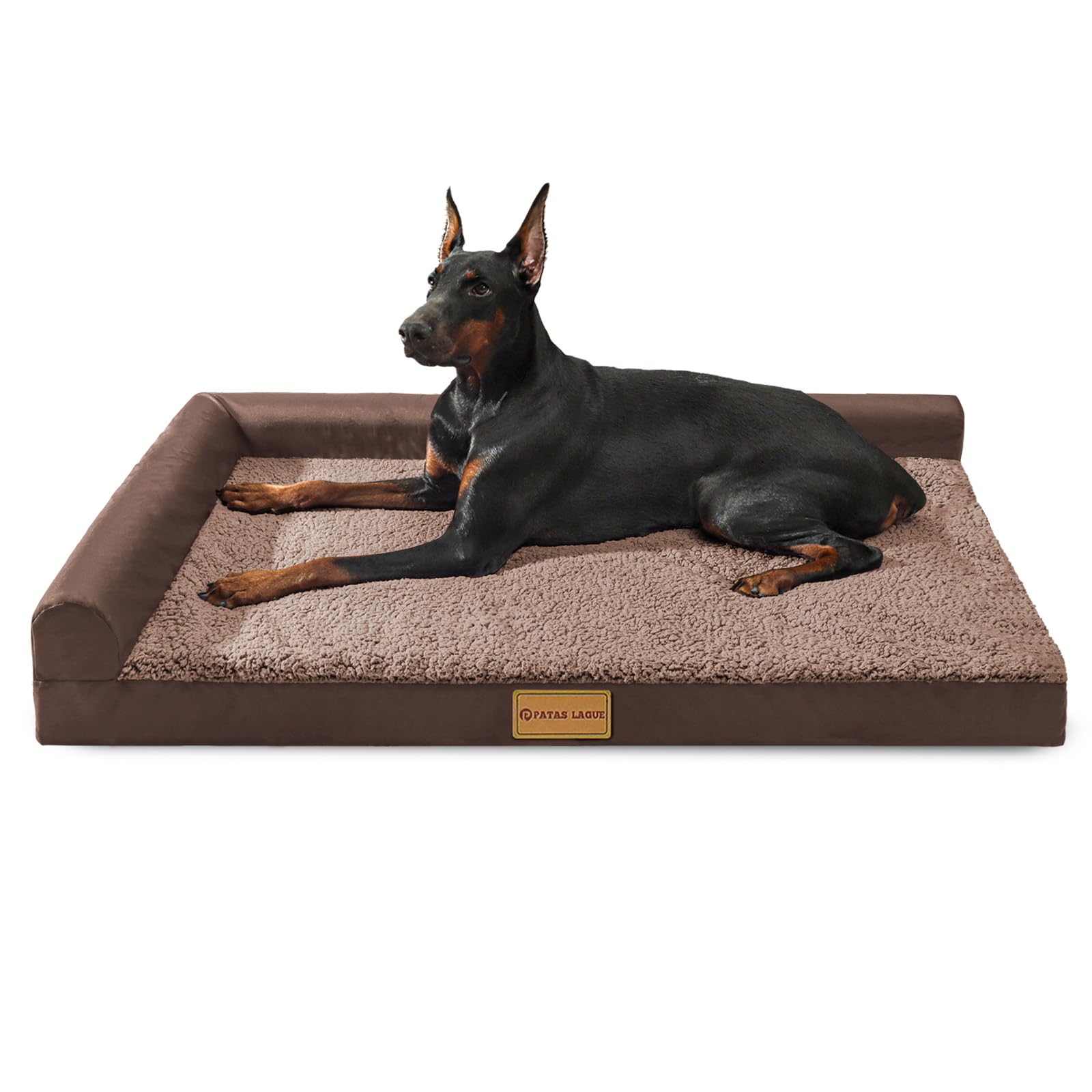 Patas Lague Orthopedic Xl Dog Bed For Large Dogs 42''X28'', Waterproof L Shaped Big Large Pet Sofa Beds With Removable Washable 