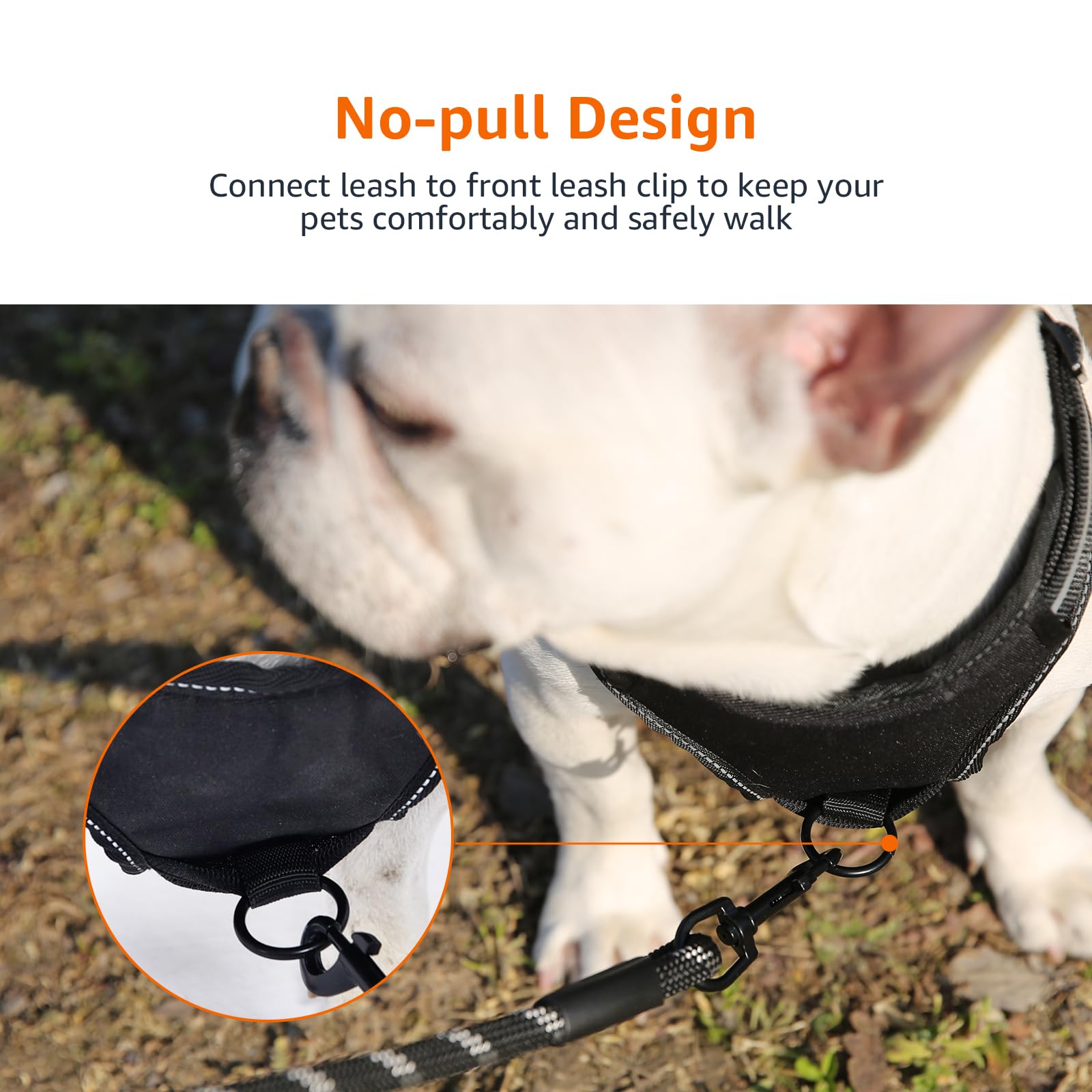 Amazon Basics No-Pull Dog Harness, Adjustable Soft Padded Vest With Reflective Stripes, Small, Black