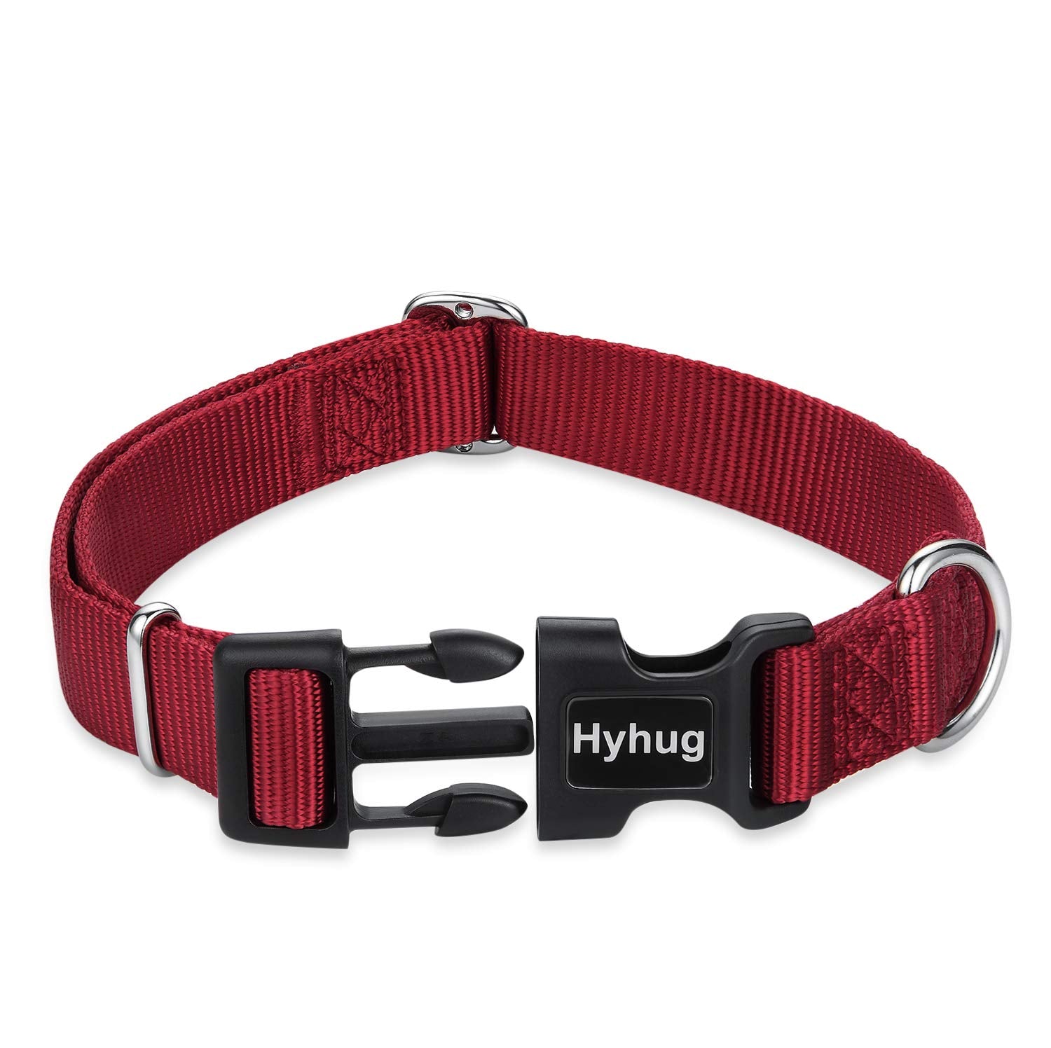 Hyhug Pets Classic Regular Heavy Duty Nylon Dog Buckle Collar (Large, Red)
