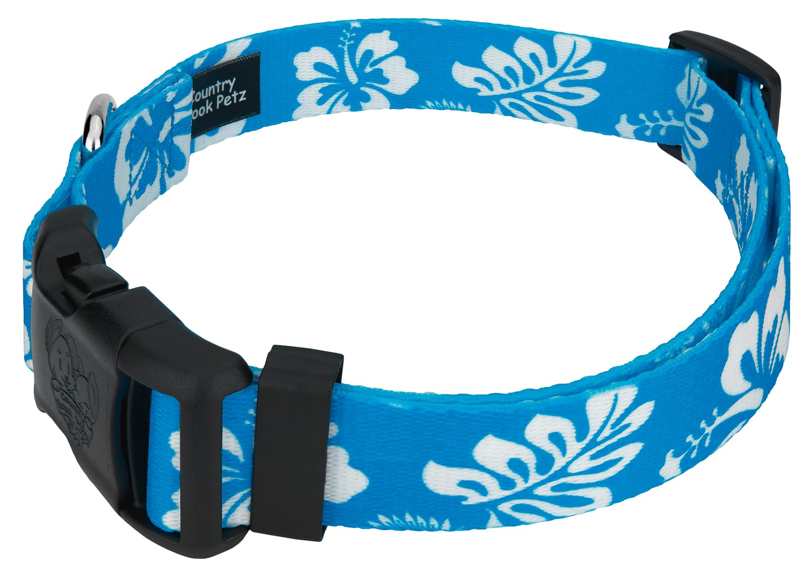 Country Brook Petz - Deluxe Blue Hawaiian Dog Collar - Made in The U.S.A. - Summer Breeze Collection Featuring Sunny Designs (1/