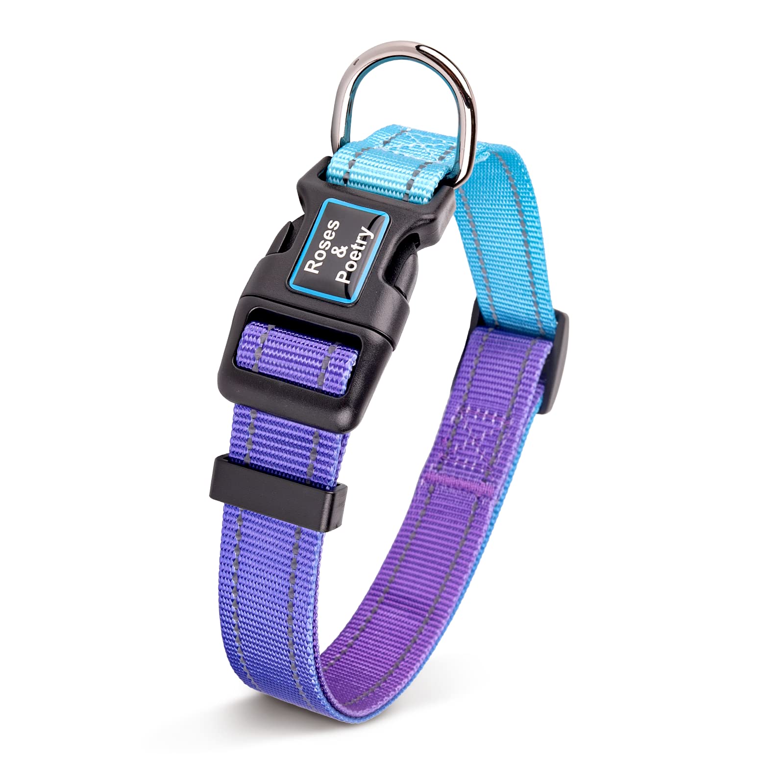 Roses&Poetry Reflective Dog Collar And Lead With Gradient Violet,Adjustable Durable Puppy Collars Leash For Extra Small Dogs (Violet-Xs