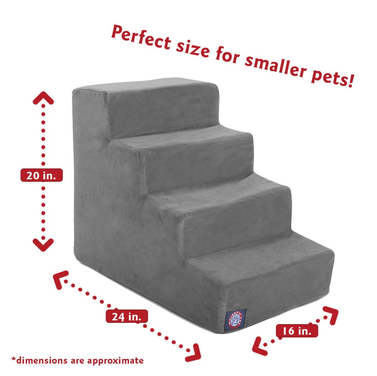 Majestic Pet 4 Step Portable Dog Stairs For Small Dogs To Get On Bed Supports 25 Lbs Or Less - Dog Steps For High Bed With Machi