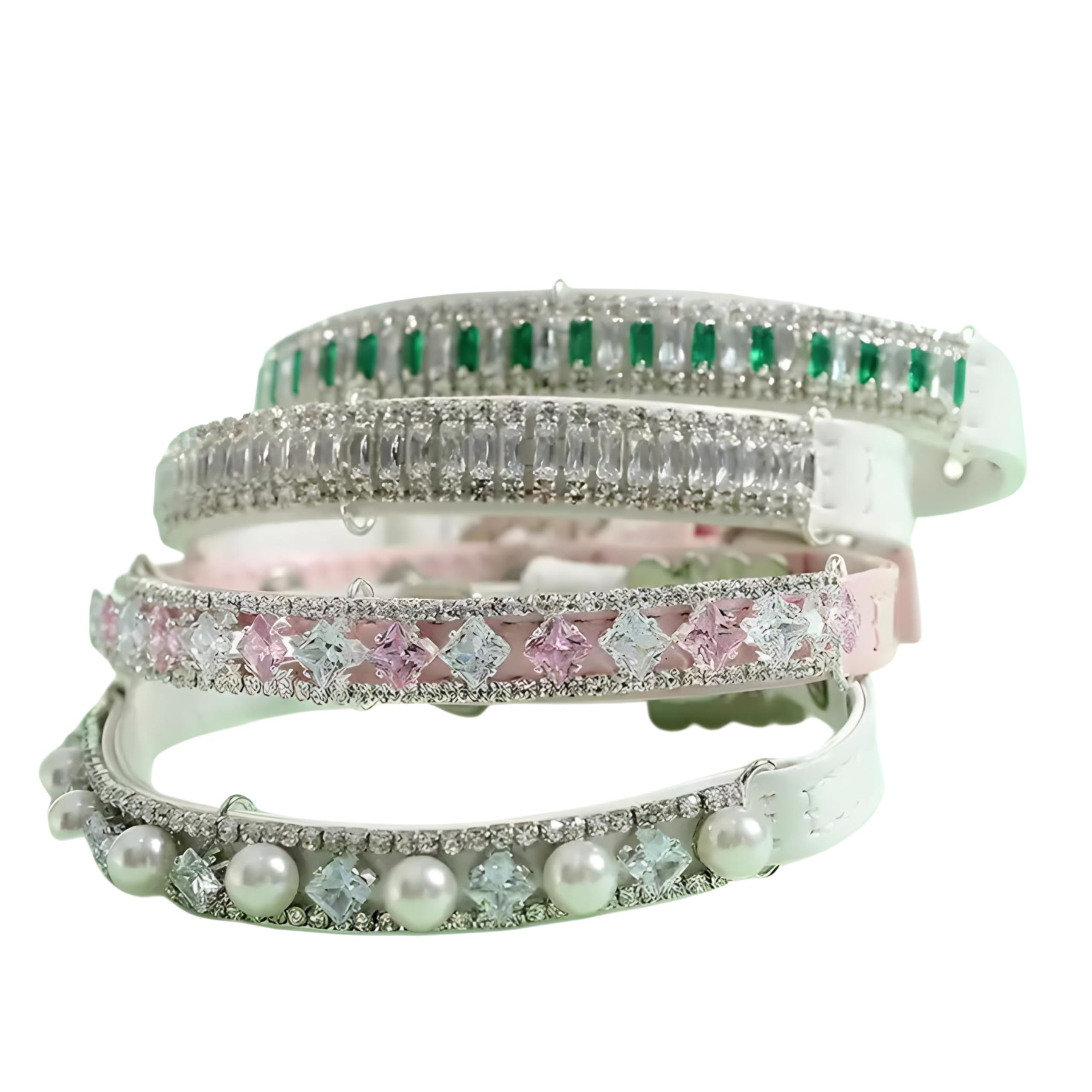 Pet Collar - White Crystal Cute And Stylish Dog & Cat Collar For Small Dogs And Kittens, Size S-Xs Adjustable (Crystal)