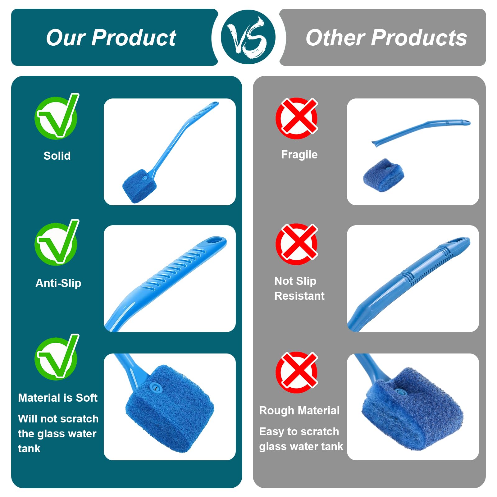 Ntrjtrss Fish Tank Cleaner, Double Sided Sponge Aquarium Cleaner Water Tank Cleaner - Fish Tank Algae Cleaner Fish Tank Glass Cl