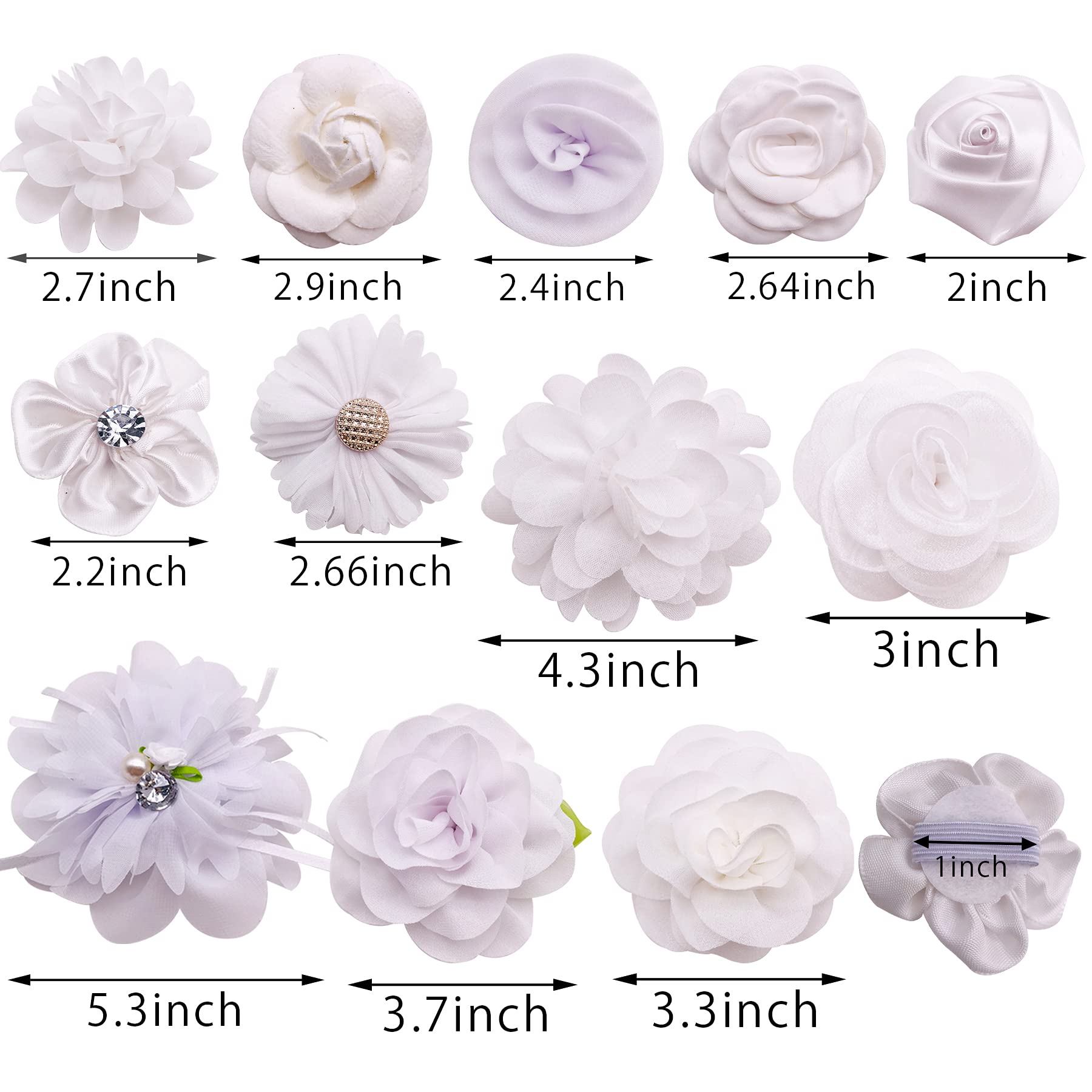 Pet Show 12Pcs White Dog Collar Bows And Flowers Attachment For Girls Puppies Cats Female Small Medium Dogs Collars Embellishmen