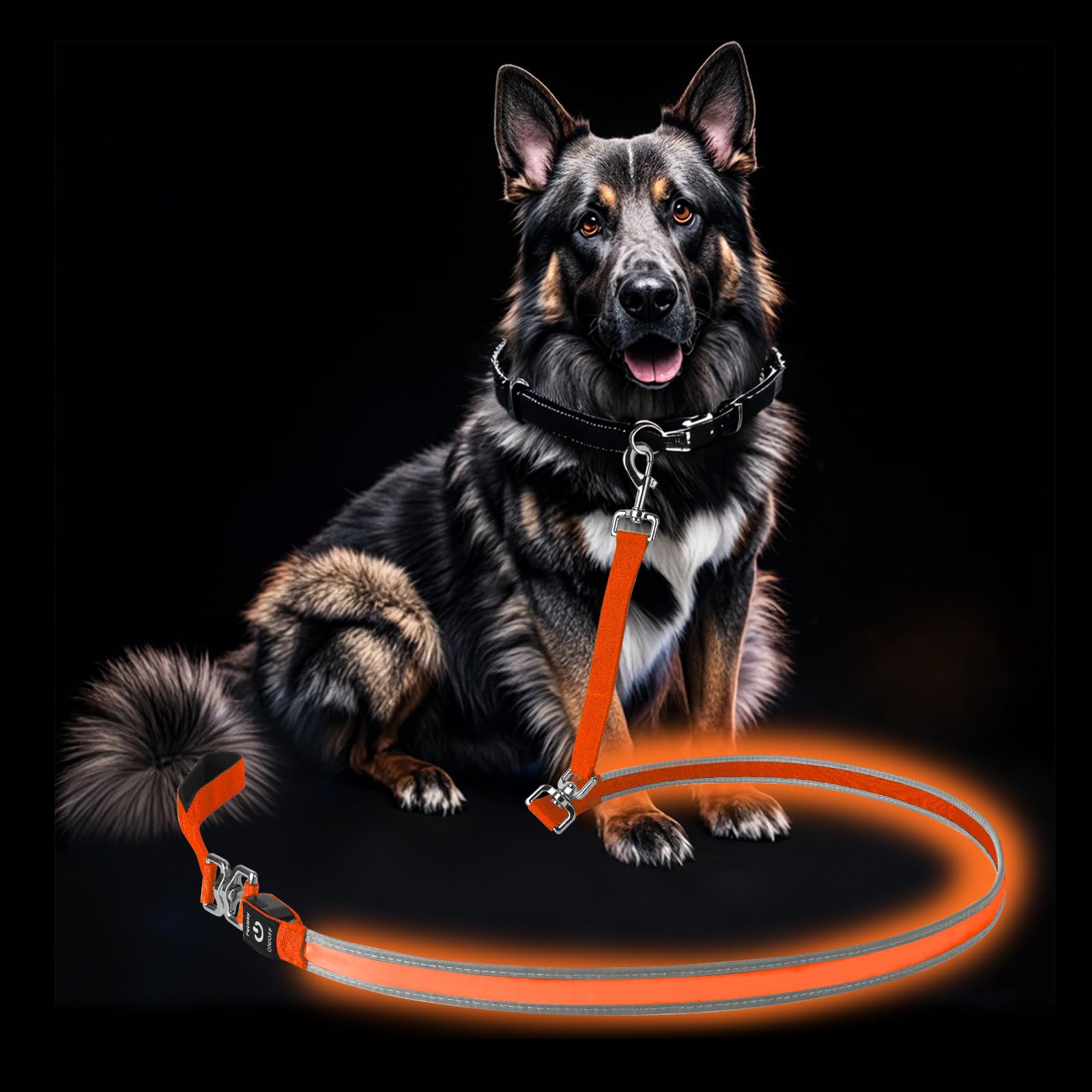 Petisay Led Dog Leash - Rechargeable, Waterproof & Reflective, 6Ft Tangle-Free For Night Walking(Orange)