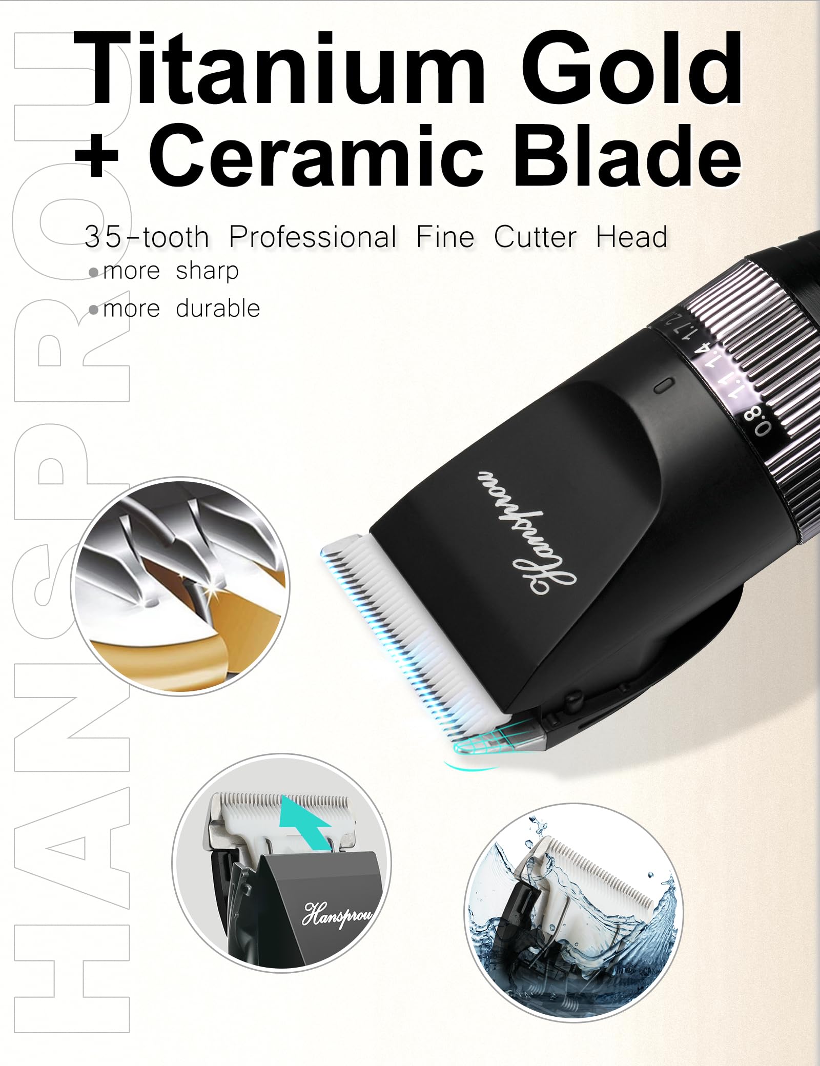 Hansprou Dog Shaver Clippers High Power Dog Clipper For Thick Heavy Coats Low Noise Plug-In Pet Trimmer Pet Professional Groomin