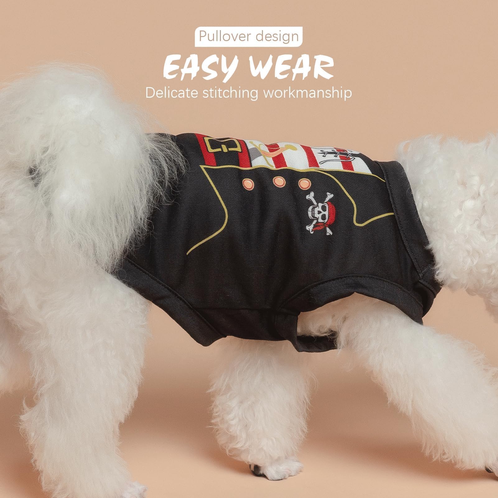 Bingpet Dog Clothes: Cute Pirate Shirts, Stretchy Tops, Soft Sweatshirt For Small To Medium Dogs (Chest Girth 20In)