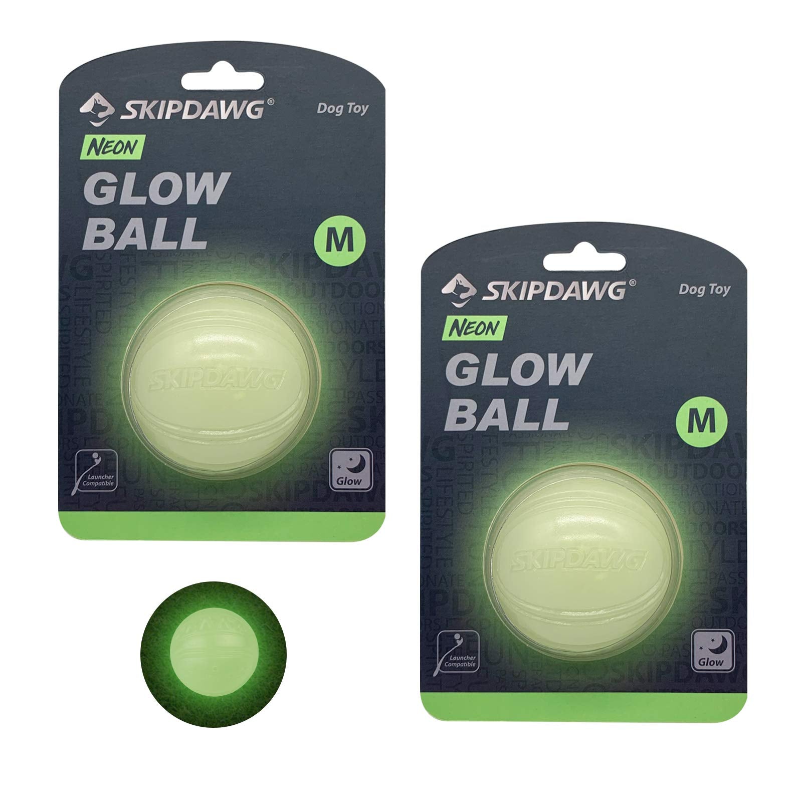 Skipdawg Interactive Dog Glow Balls, Rubber Dog Balls Light Up In The Dark, Dog Toys Squeaky Balls Durable Tpr Light Weight, Bouncy Glowing Balls For Dogs Size 2.5 Inches, 2 Pack