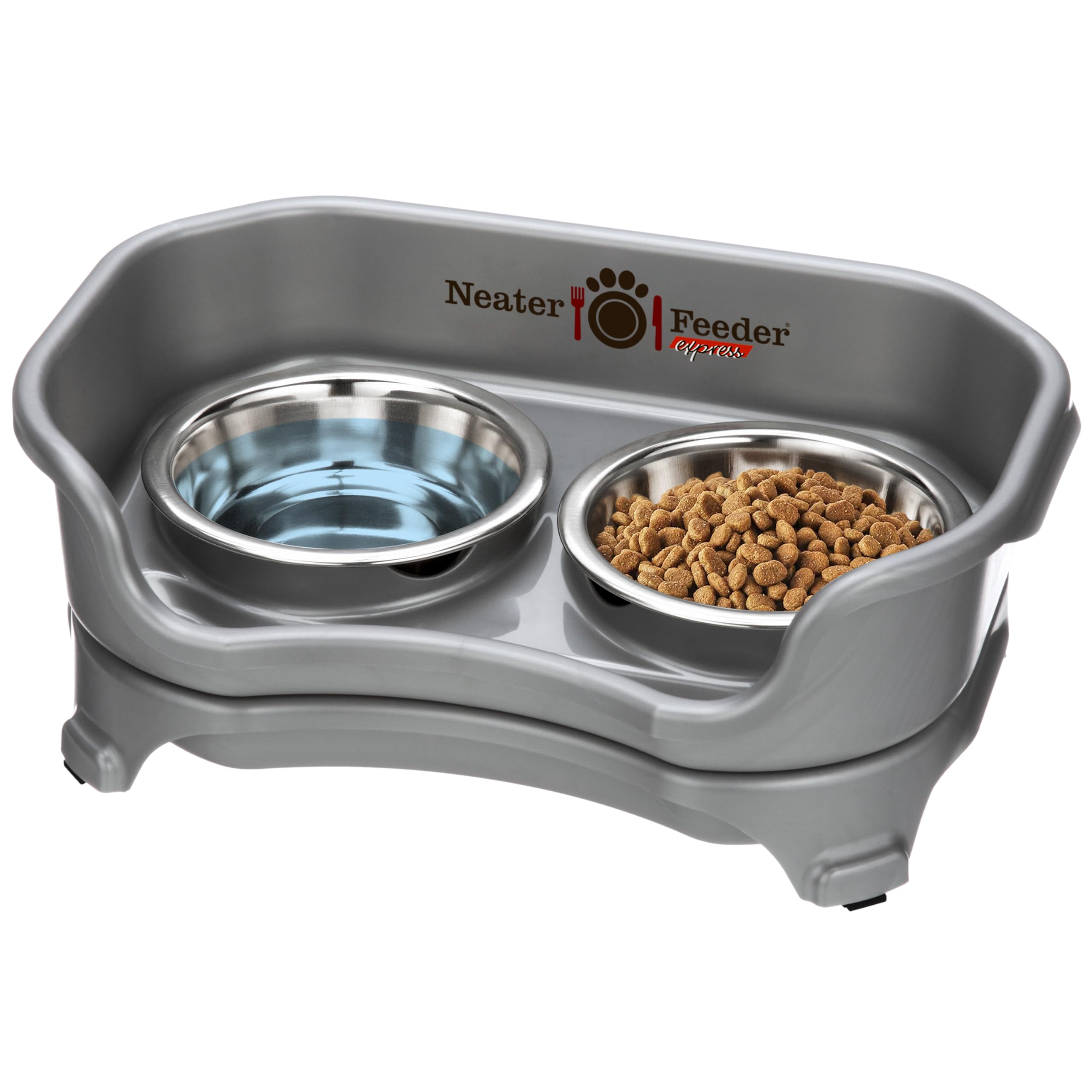 Neater Feeder Express Mess Proof Cat Bowls Elevated, No Spill Feeding Station, Stainless Steel Dishes for Food and Water, Raised