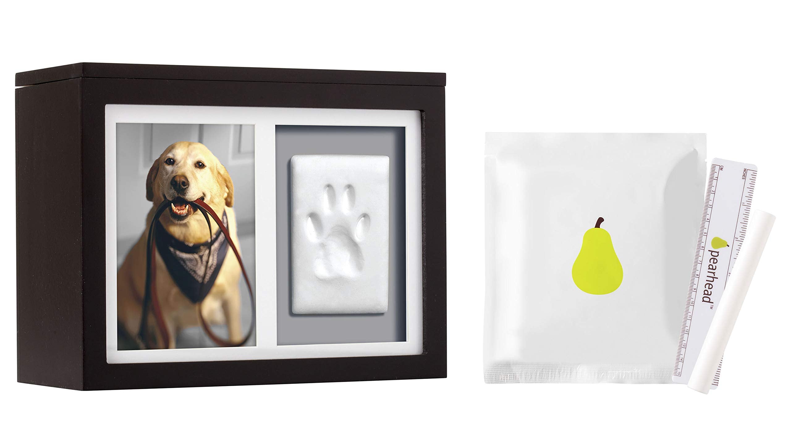 Pearhead Pet Memorial Box With Paw Print Impression Kit - Pet Owner Memory Keepsake, Urn For Dogs And Cats, Storage For Ashes, Collar, Toys And Mementos, Includes Clay For Pawprint, Black