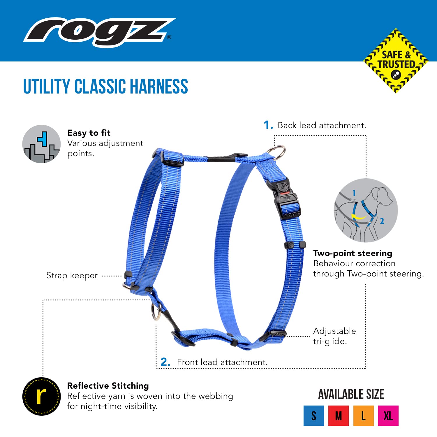 Reflective Adjustable Dog H Harness For Large Dogs; Matching Collar And Leash Available, Black