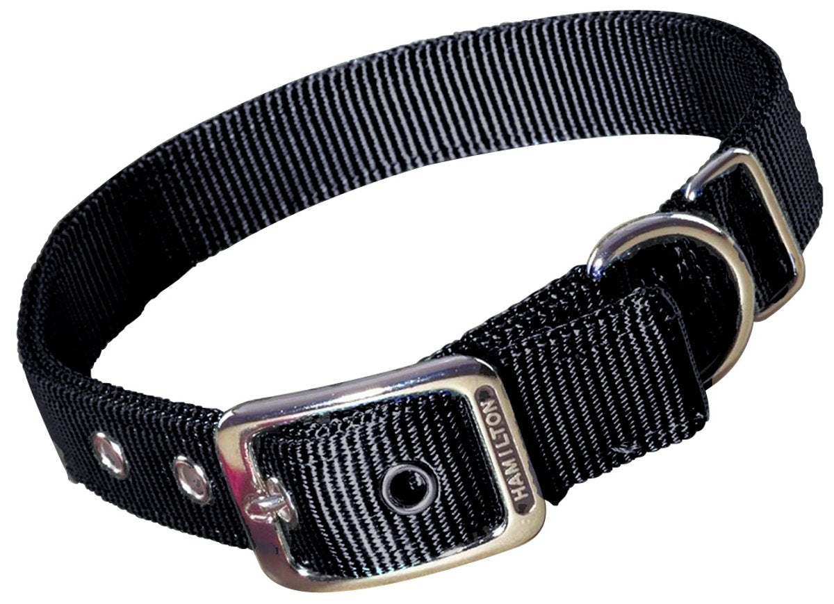 Hamilton Double Thick Nylon Deluxe Dog Collar, 1-Inch by 28-Inch, Black