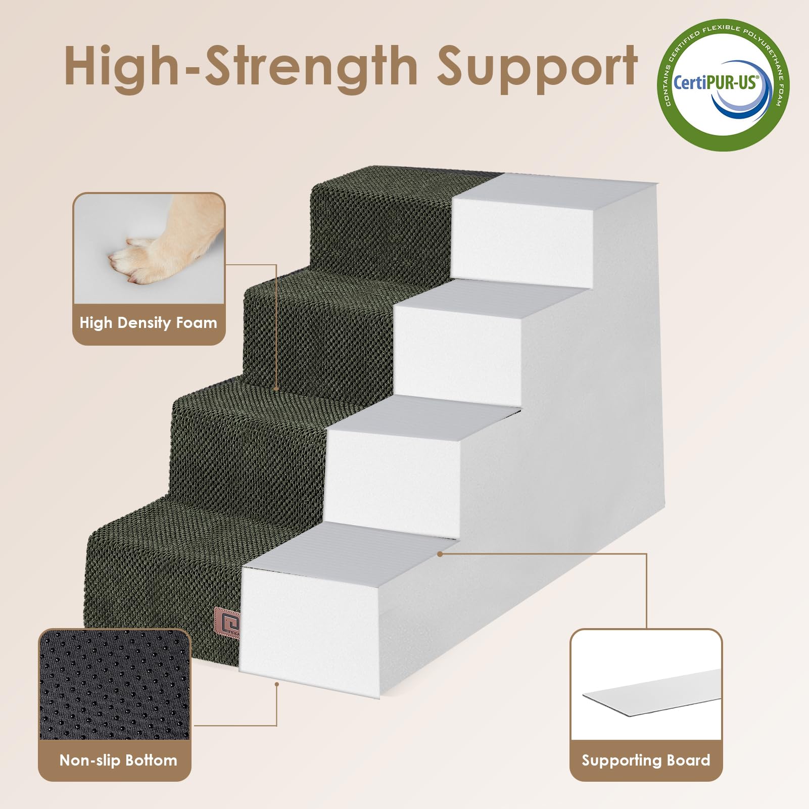 Eheyciga Dog Stairs For Bed 20   H, 4-Step Extra Wide Dog Steps For High Bed, Pet Steps For Small Dogs And Cats, Non-Slip Balanc