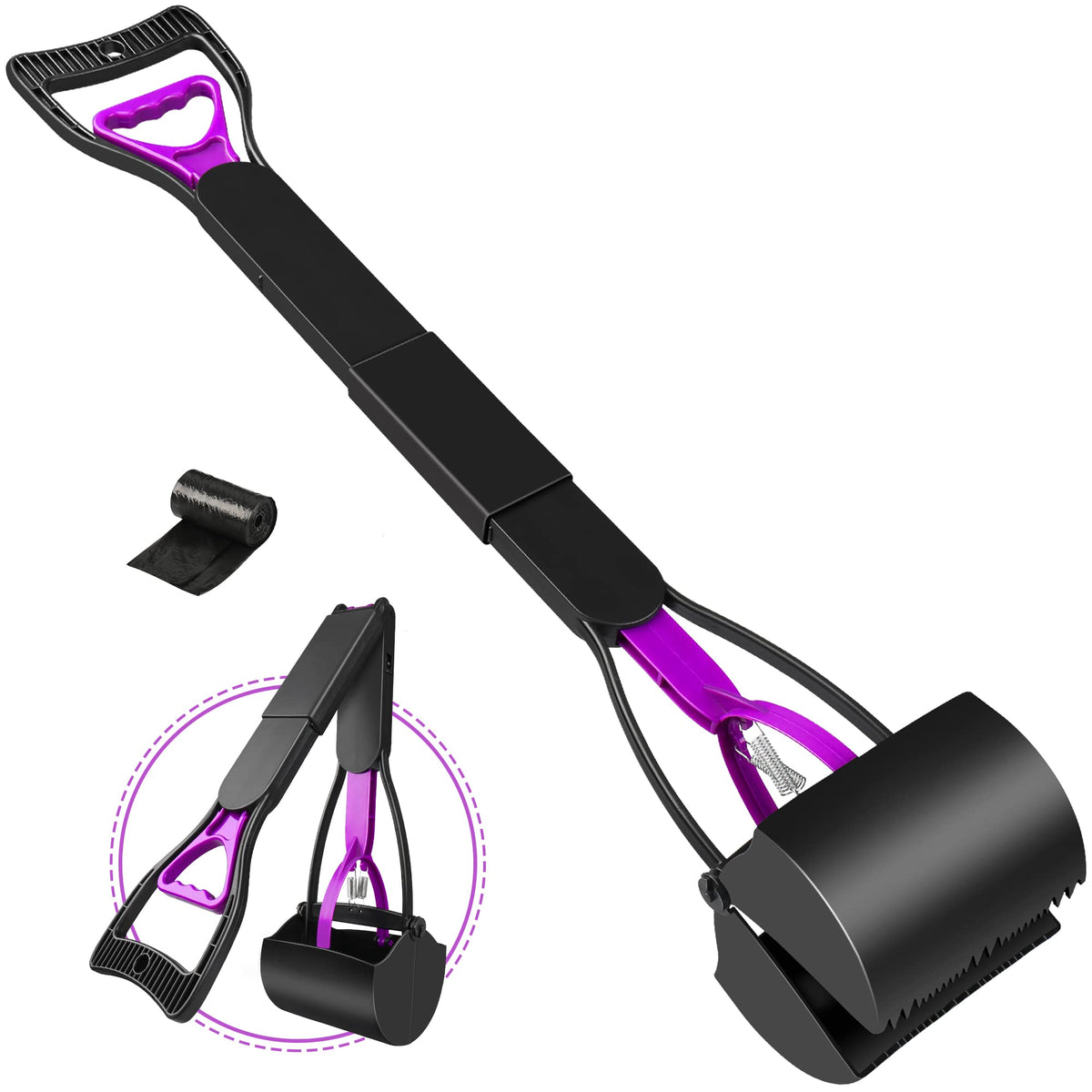 Upsky 32'' Pooper Scooper For Large Small Dogs, Long Handle Dog Poop Scooper With Waste Bags, Durable Portable Dog Poop Pick Up 