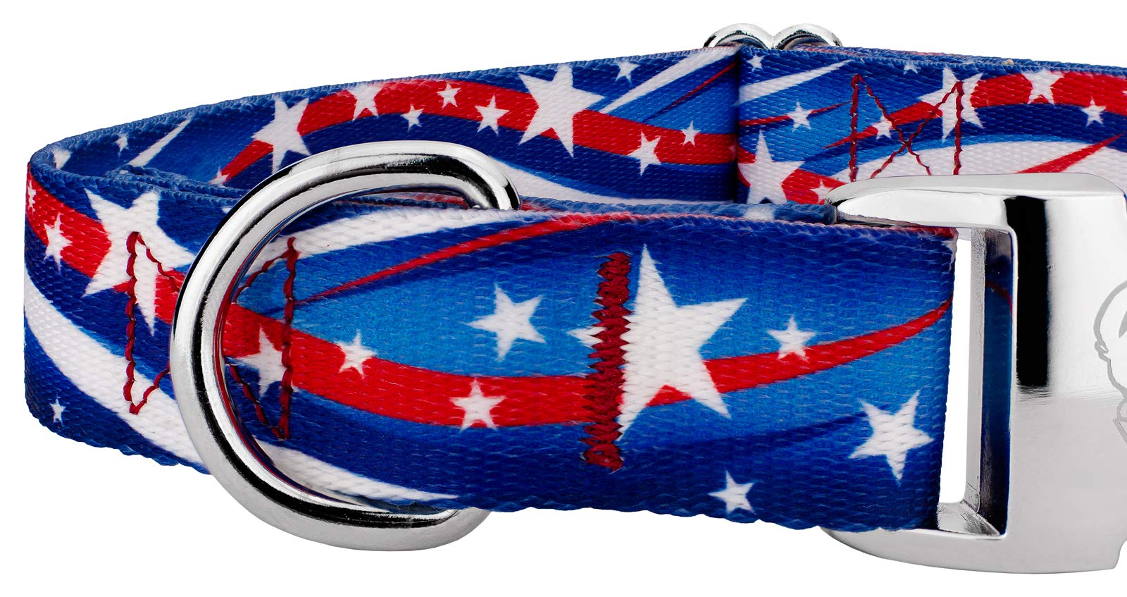 Country Brook Petz - Premium Star Spangled Dog Collar - Americana Collection Featuring Patriotic Designs (1 Inch, Large)