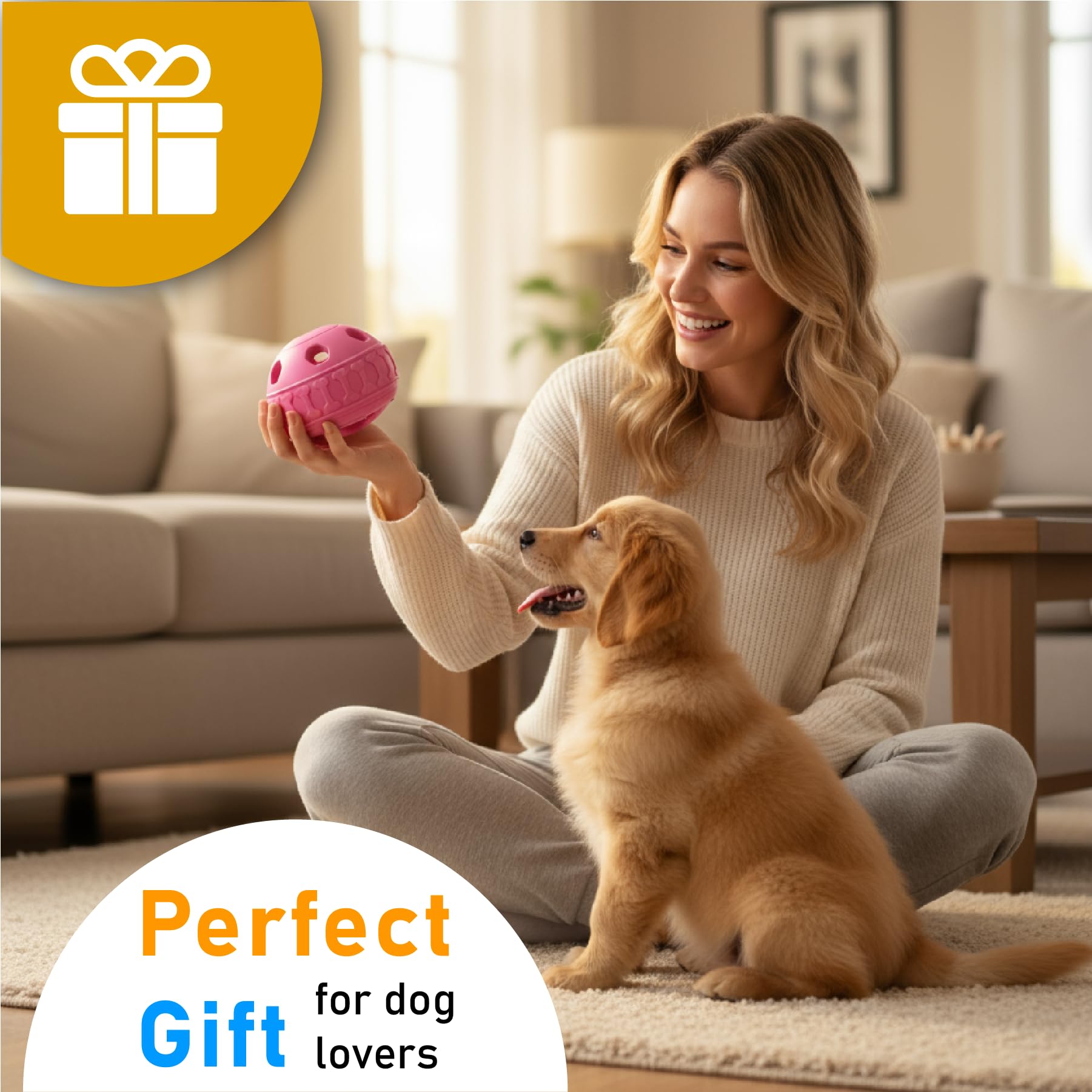YOUAWE Frozen Treat Dispensing Dog Toys, Enrichment Licking & Puzzle Feeder, Sturdy Rubber Interactive Dog Toys, Dog Chew Toy fo