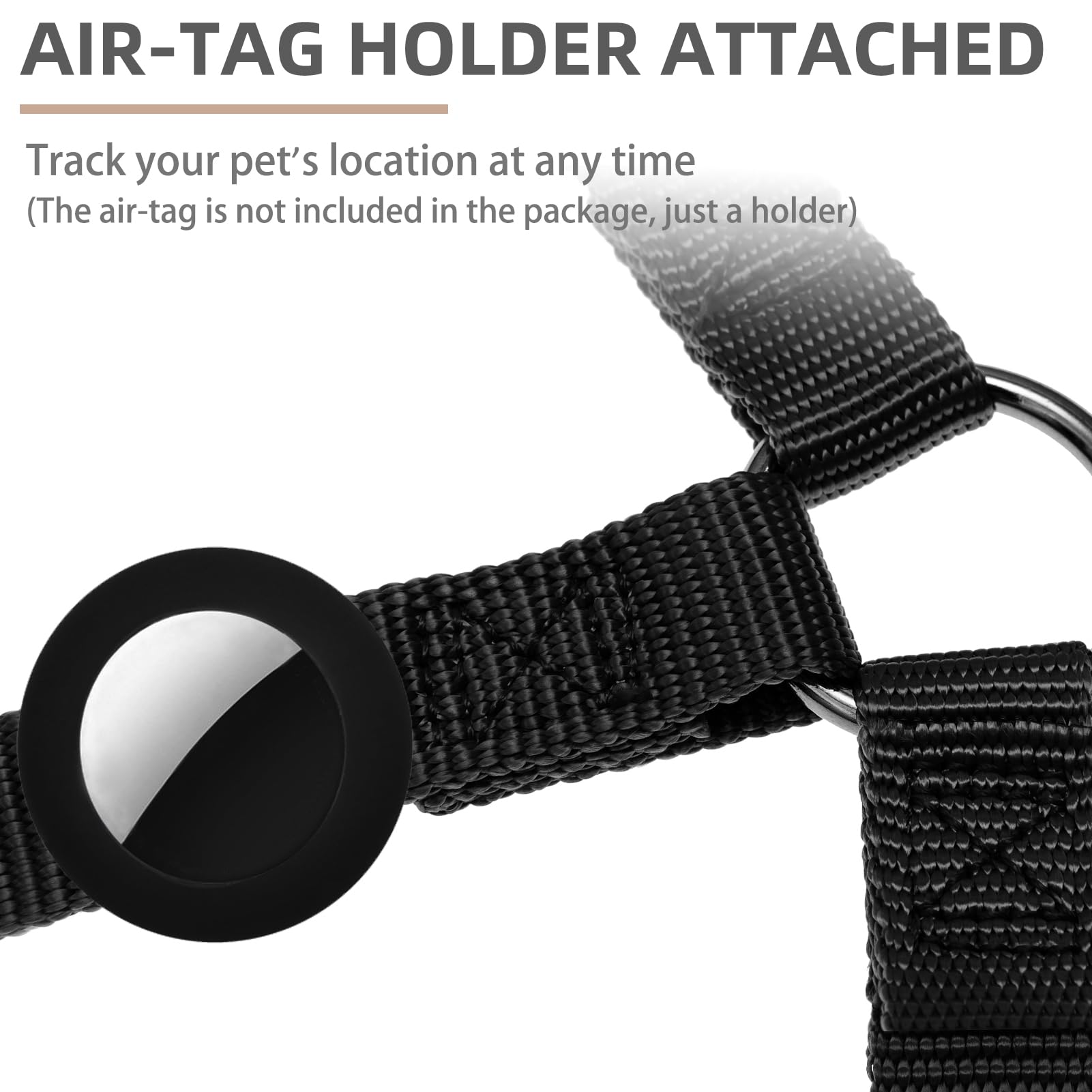PUPTECK No Pull Dog Harness, Soft Adjustable Nylon Vest, Large, Black, Model H009BLKATC_L
