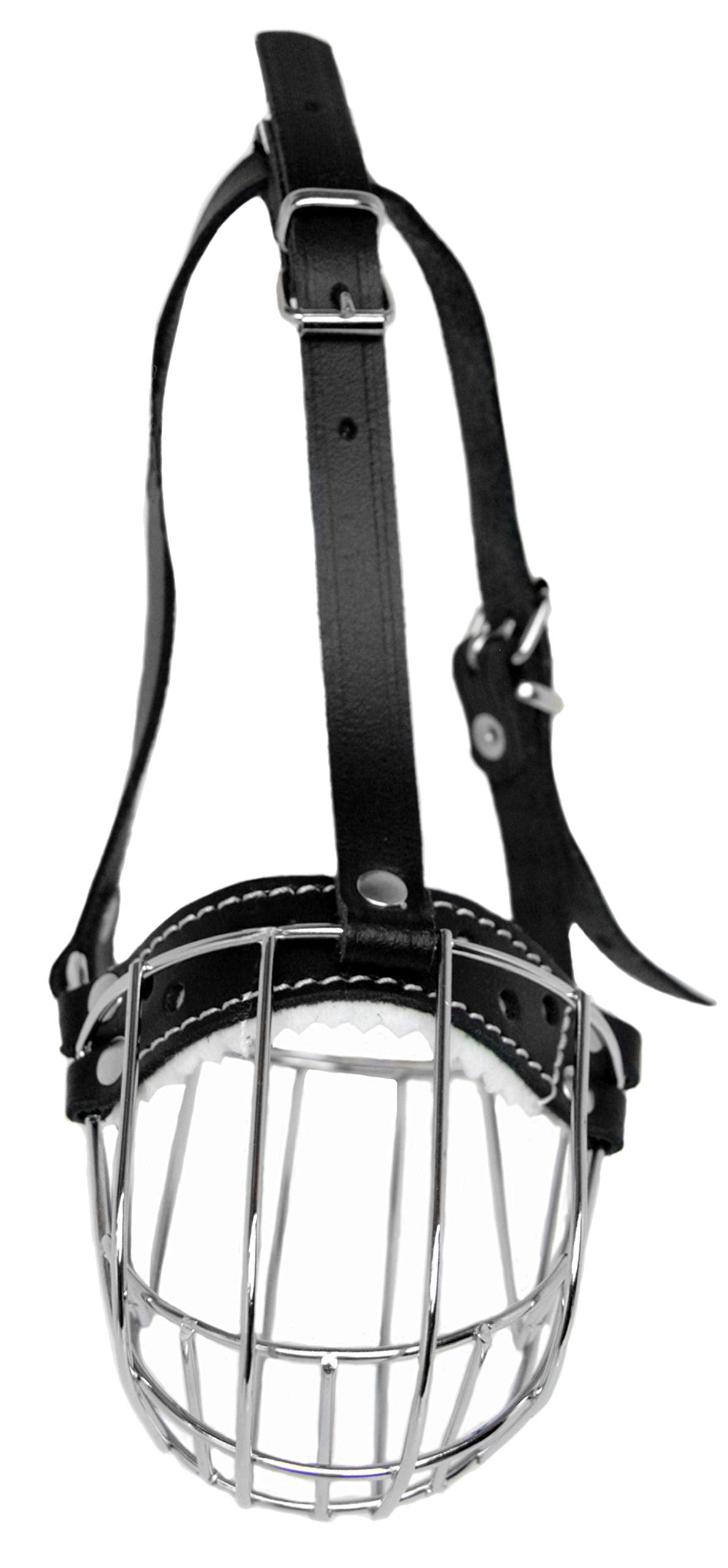 Petristor ?2 Dog Chrome Metal Muzzles Wire Basket Adjustable Leather Straps ?Ircumference Is 7-9 In, The Length Is 2.7-3.1 In