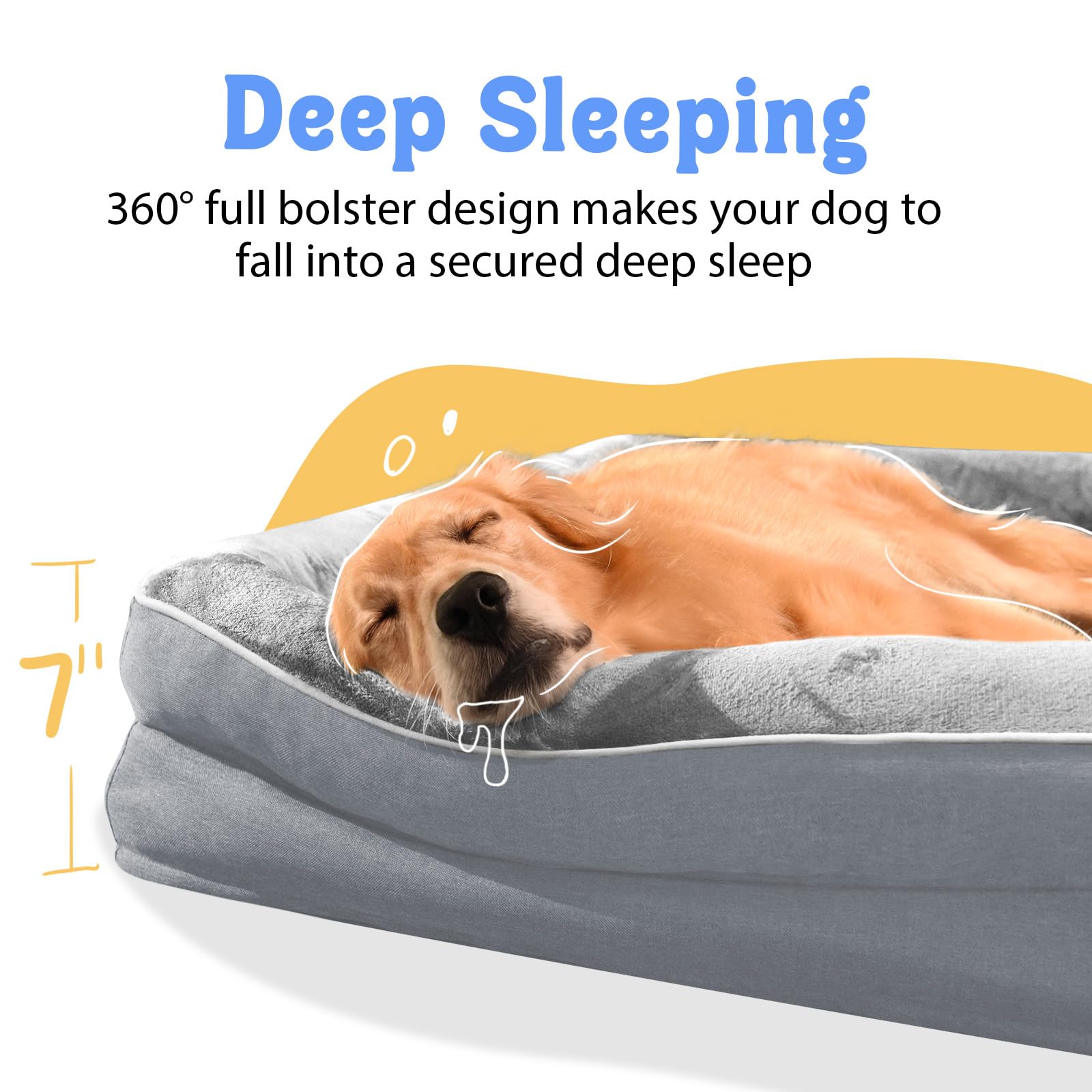 Orthopedic Removable Large Dog Bed -Xl Large Dog Bed With Washable Cover And Removable Bolsters Non-Slip Bottom & Waterproof Pet