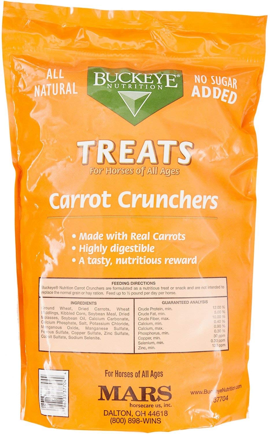 Buckeye All-Natural Sugar-Free Carrot Crunchers Horse Treats, 4 Pound Bag