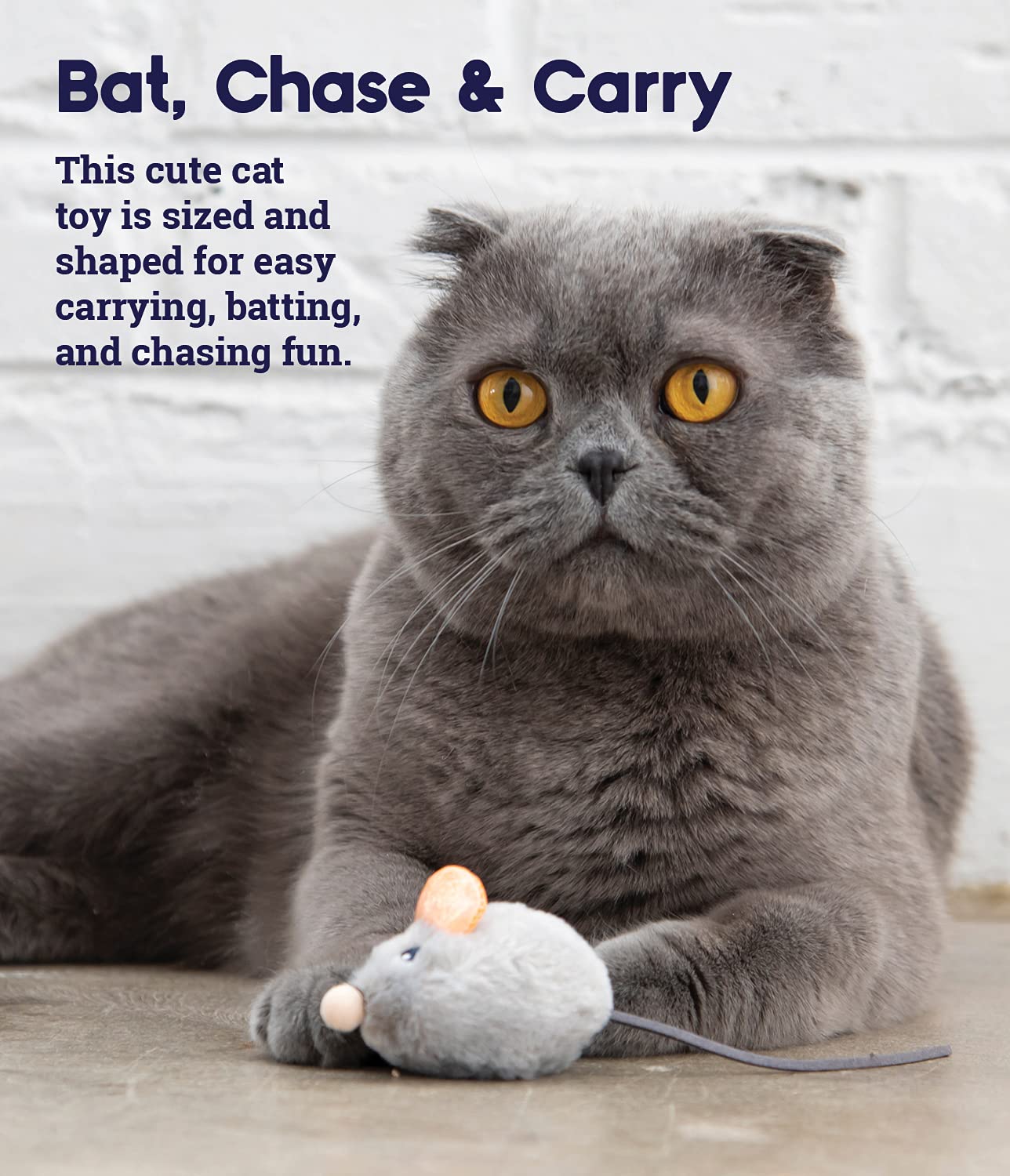 Catstages Squeak Squeak Mouse Plush Cat Toy - Black & Grey, Catnip, One-Size, Ideal for Cats, Engaging & Fun