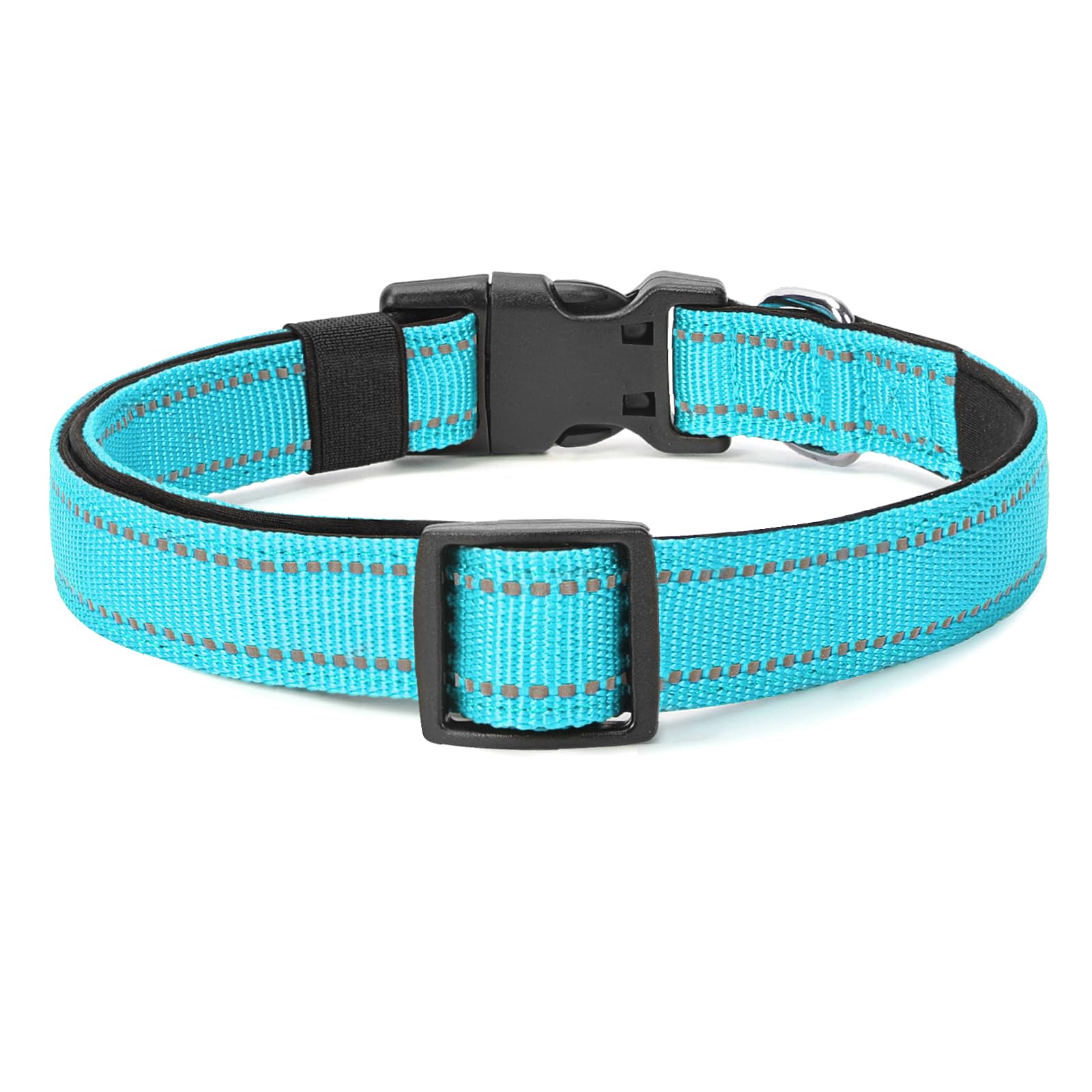 Penseepet Reflective Dog Collar Padded With Soft Neoprene Breathable Quick Release Basic Dog Collars For Puppy Small Dogs Sky Blue