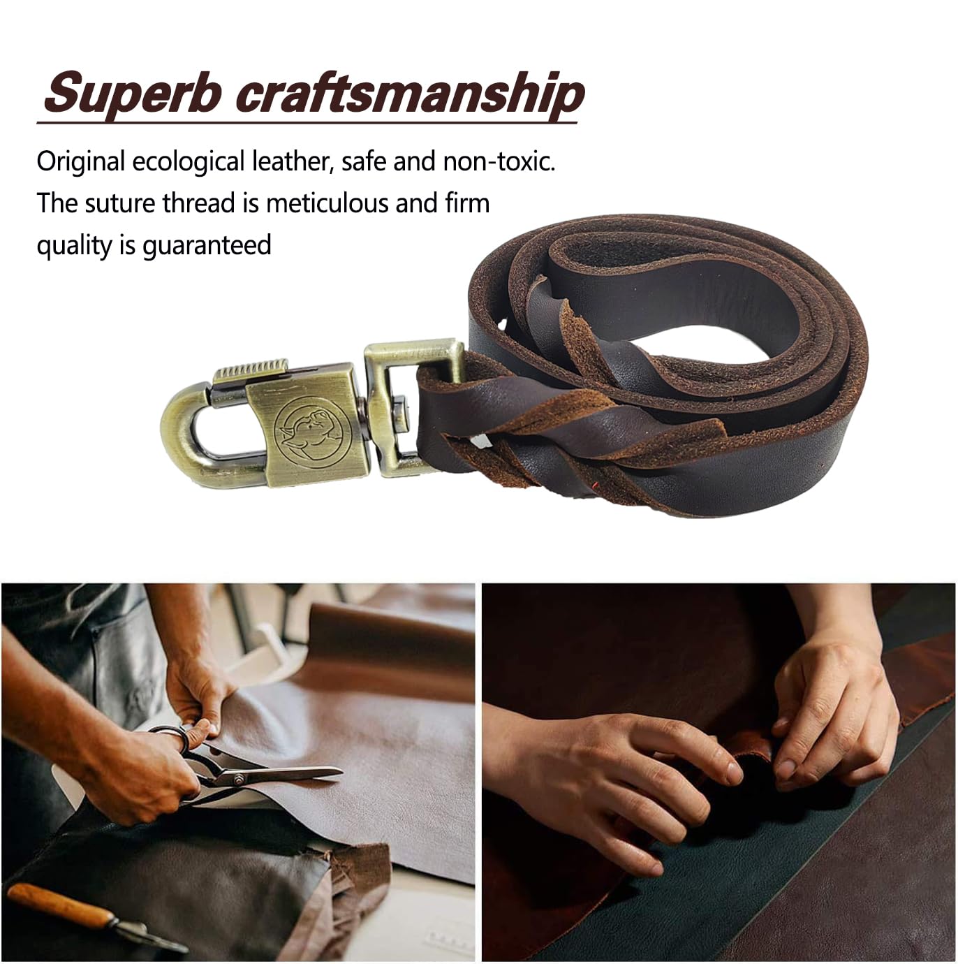 Lwbmg Leather Dog Leash 3 Ft Upgrade Braided Thick Genuine Leather Dog Leash With Lock Head Hook Short Heavy Duty Pet Training L