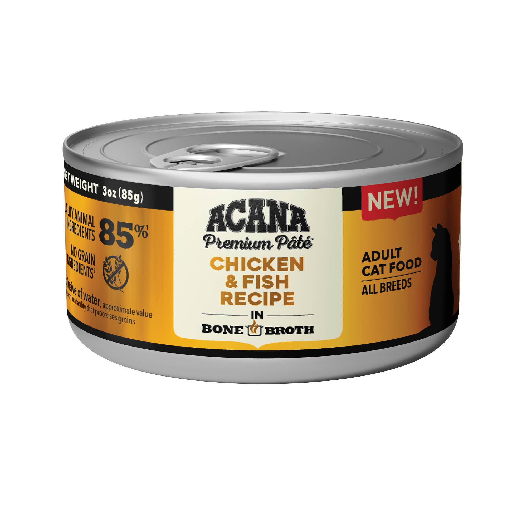 ACANA Premium Pate Wet Cat Food in Bone Broth Chicken + Fish Recipe 3oz Cans (24 count)
