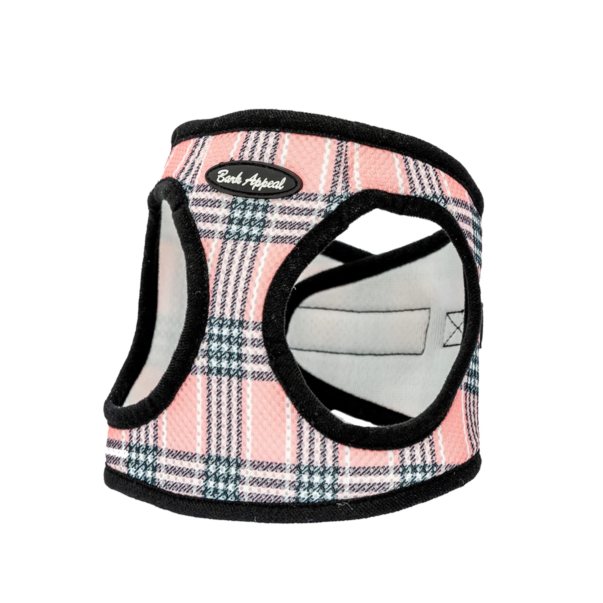Bark Appeal Step-In Dog Harness, Mesh Step In Dog Vest Harness For Small & Medium Dogs, Non-Choking With Adjustable Heavy-Duty Buckle For Safe, Secure Fit - (Medium, Pink Plaid)
