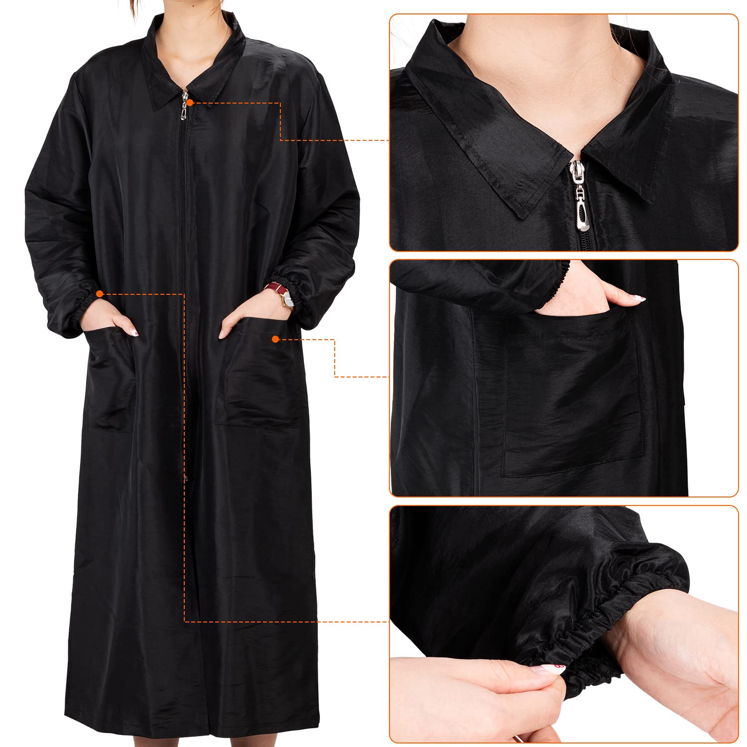 Noverlife Long Sleeves Pet Grooming Workwear with Pockets, M Size, Lightweight Anti-Static Hairdresser Smock Jacket, Anti Splash