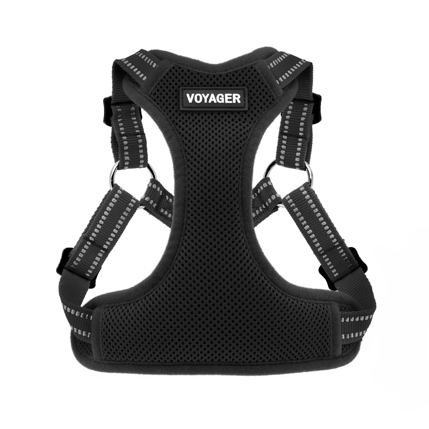 Best Pet Supplies Voyager Adjustable Dog Vest Harness Breathable No Pull Harness For Small, Medium, Large Dogs, Heavy Duty Harness For Walking, Jogging, Easy Step-In, Reflective Stripes - (Black), S