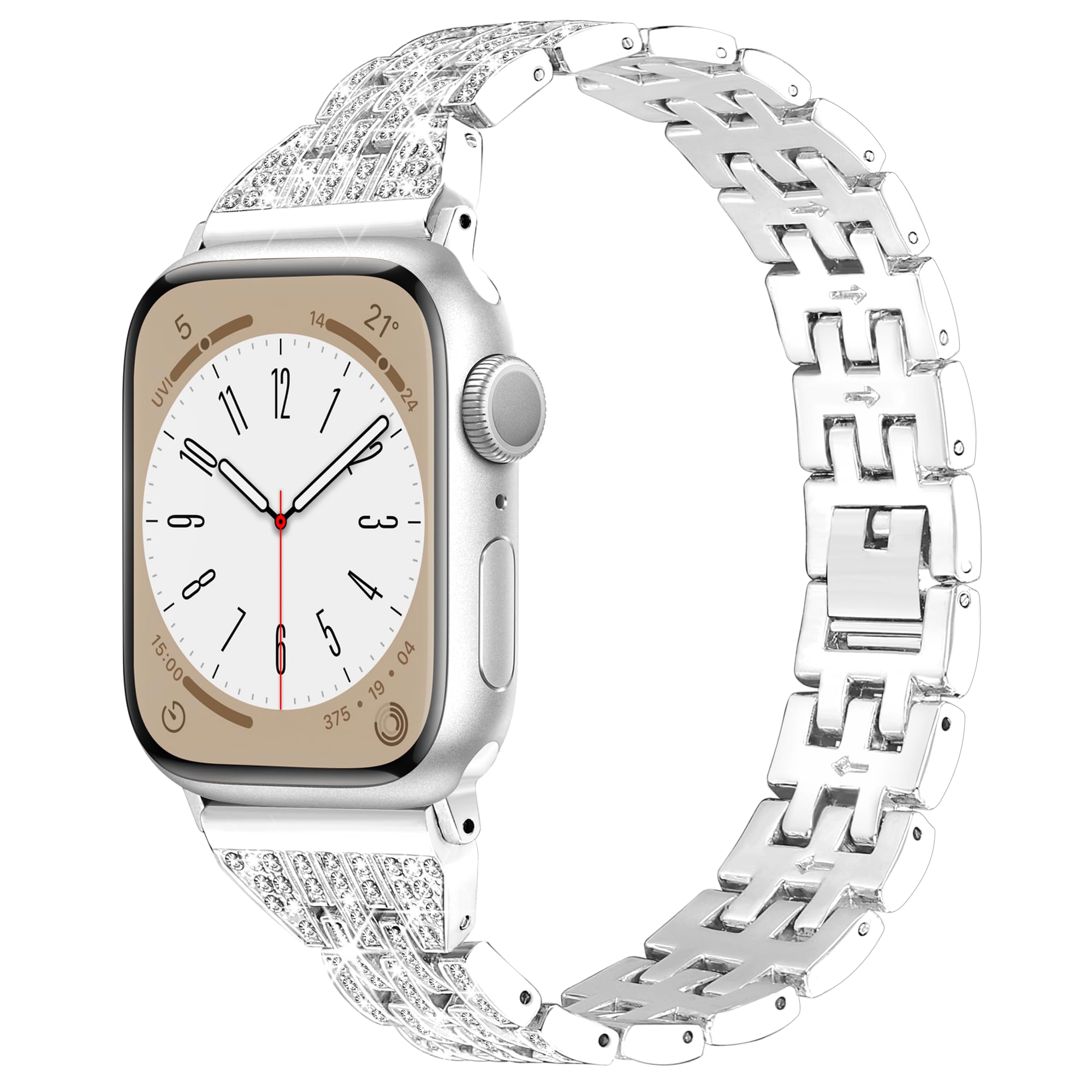 Compatible With Apple Watch Band 41Mm 40Mm 38Mm, Luxury Diamond Band For Women, Dressy Cute Charm Bracelet, Bling Fashion Metal