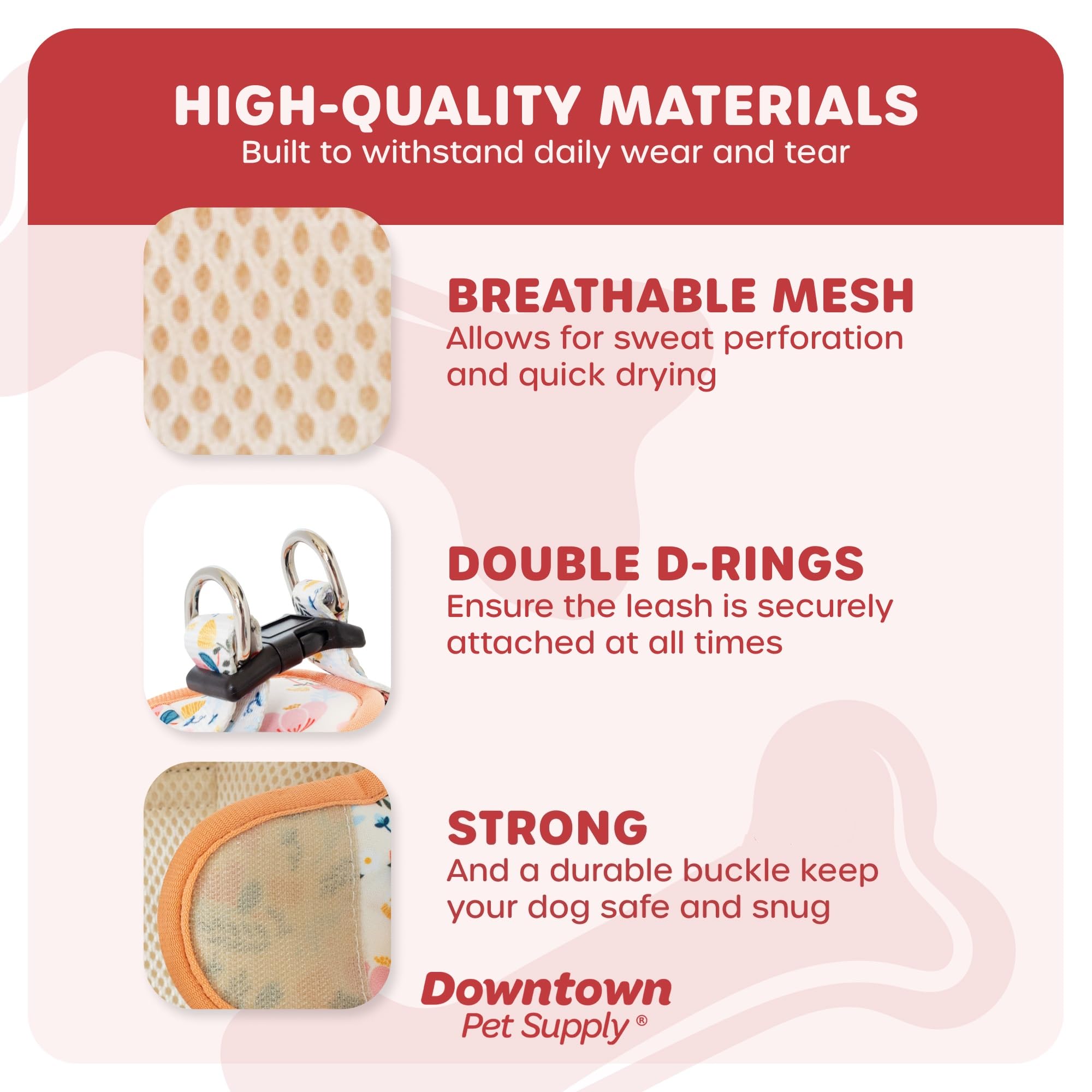 Downtown Pet Supply Step In Dog Harness For Small Dogs No Pull, X-Small, Floral - Adjustable Harness With Padded Mesh Fabric And