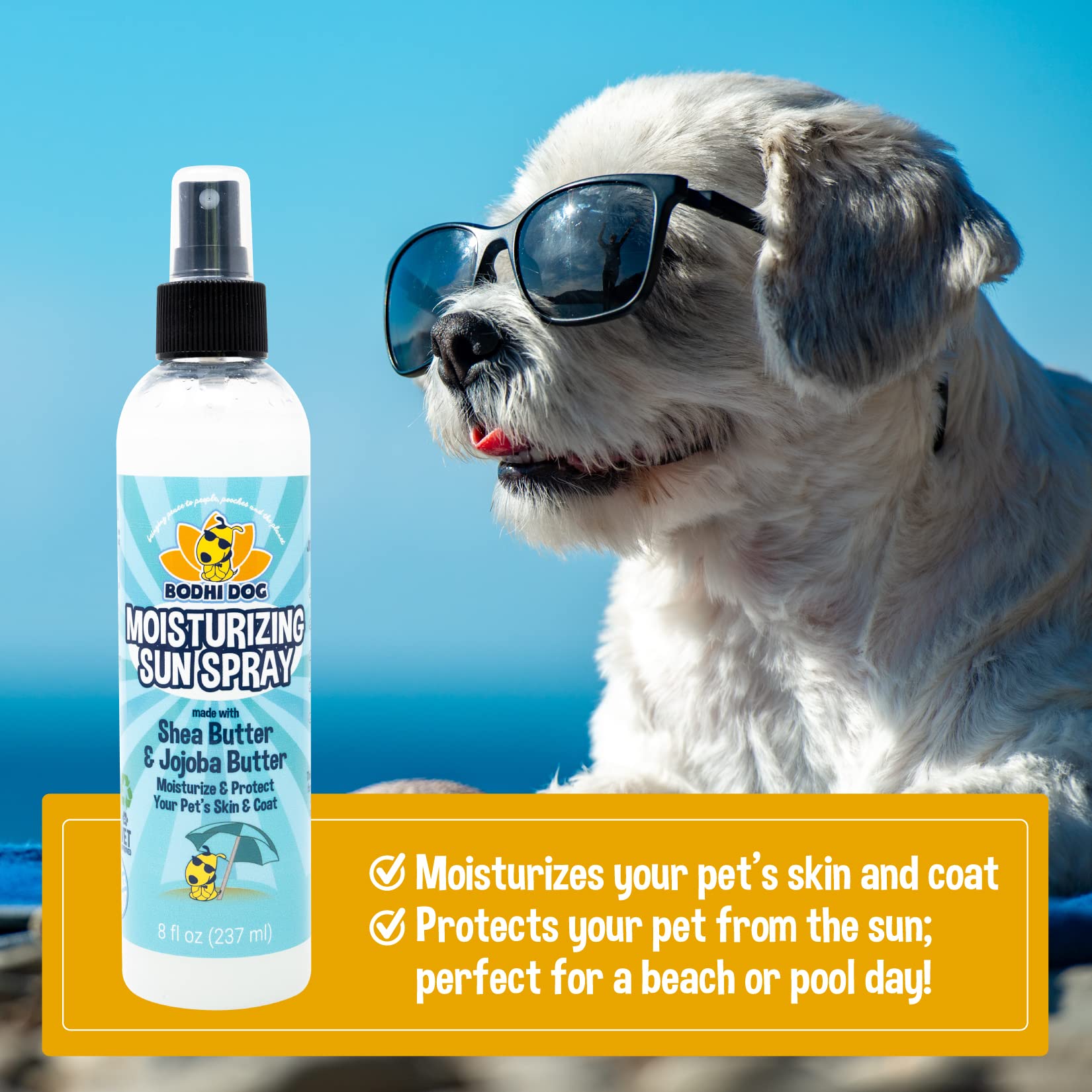 Bodhi Dog Sunscreen | Large 8Oz Spf 30+ Moisturizing Pet Sunscreen | Safe For All Breeds Of Dogs, Cats And Horses | Natural Skin Protection And Conditioner For Skin, Coat, Nose, And Ears | Usa Made