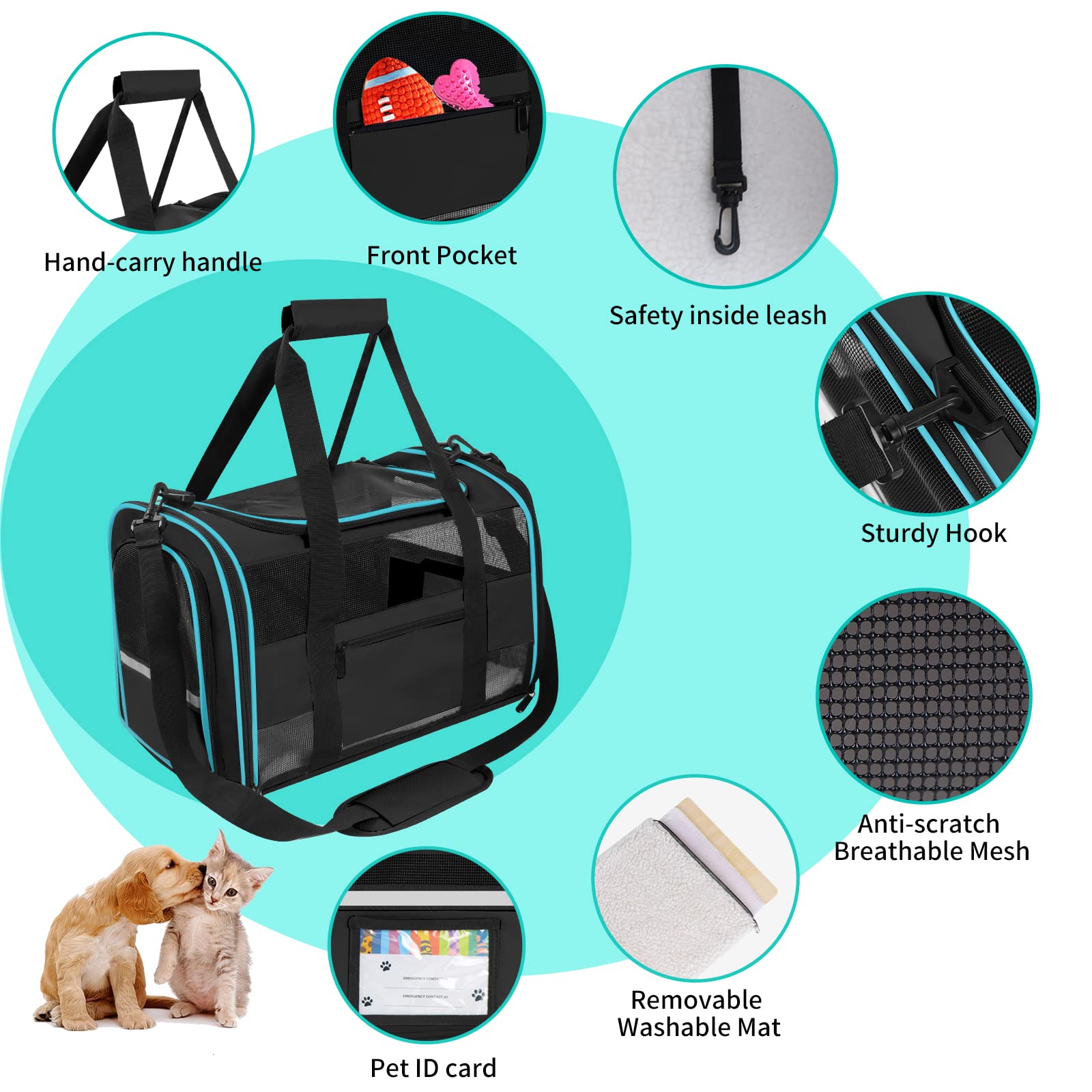 Cussiou Large Cat Carrier Dog Carrier, Pet Carrier For Large Cats, Dog Carrier For Medium Small Dogs, Collapsible Soft Sided Pet