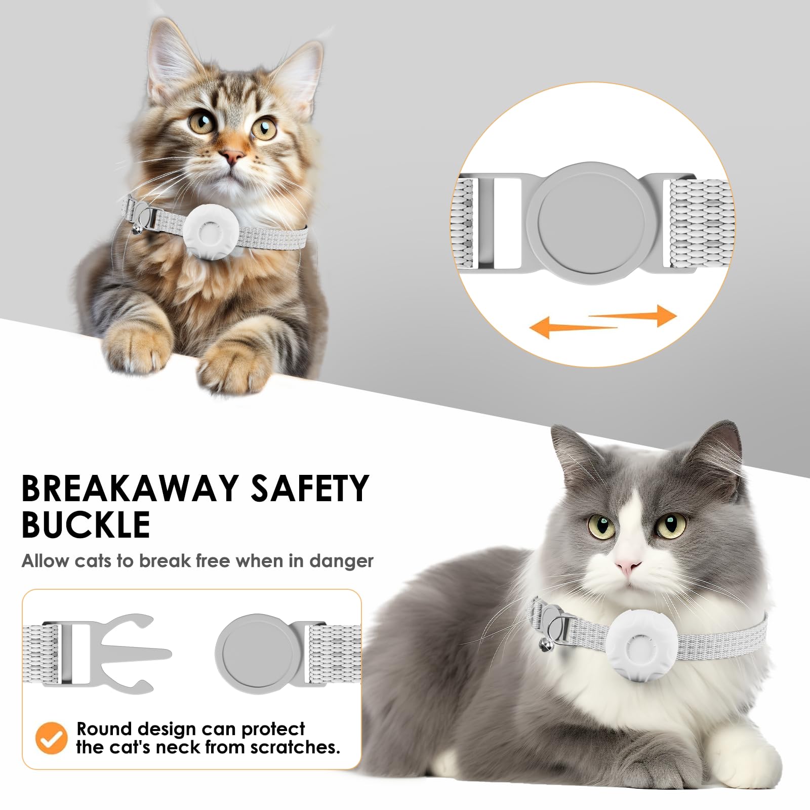 Cat Tracker,Pet Tracker for Cats (Only iOS),Waterproof Tracker Cat Collars with Safety Elastic Buckle,No Monthly Fee,Works with