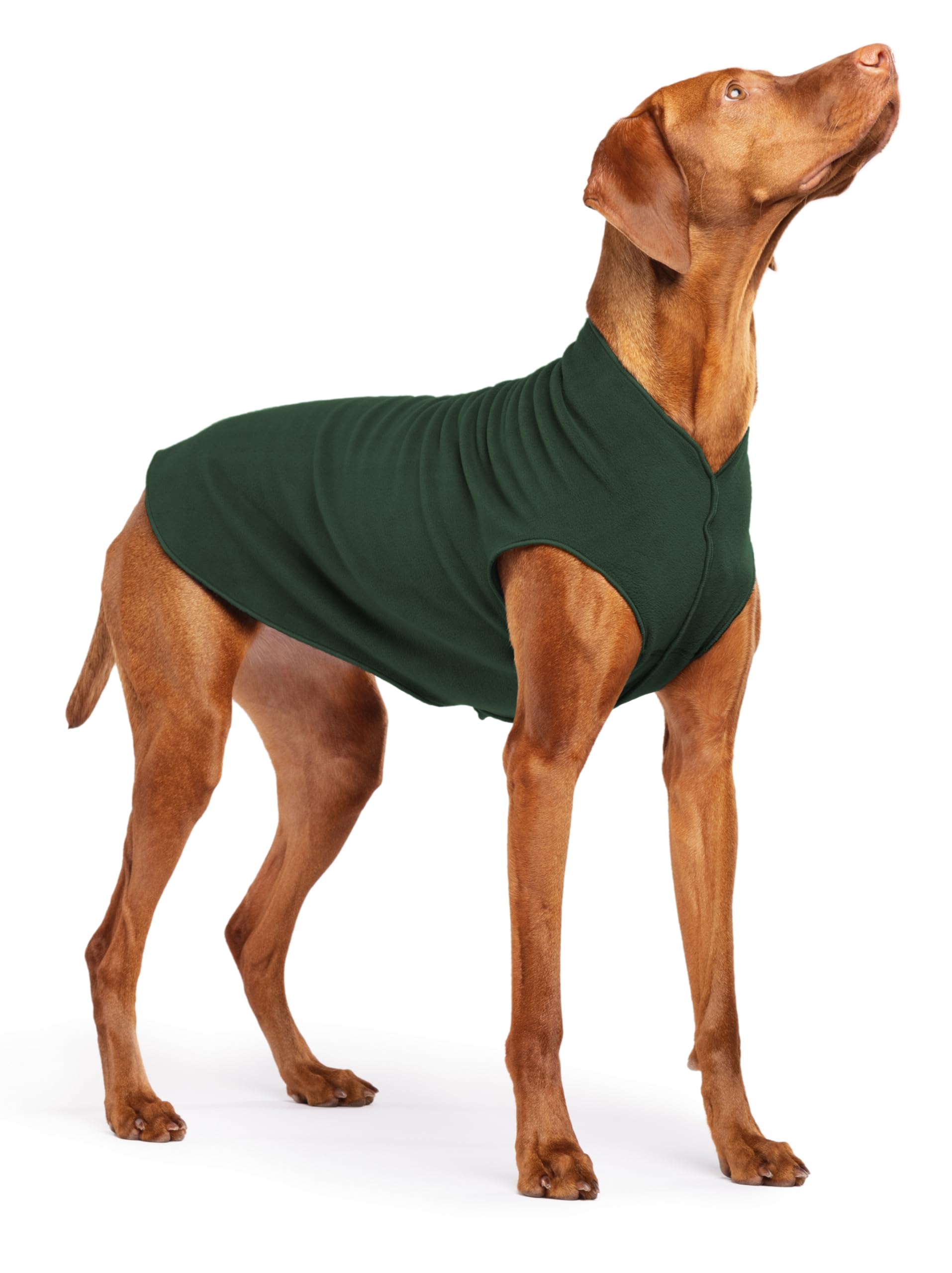 Gold Paw Stretch Fleece Dog Coat, Stretchy Pet Sweater, Machine Washable Pullover For Winter And Fall, Hunter Green, 18