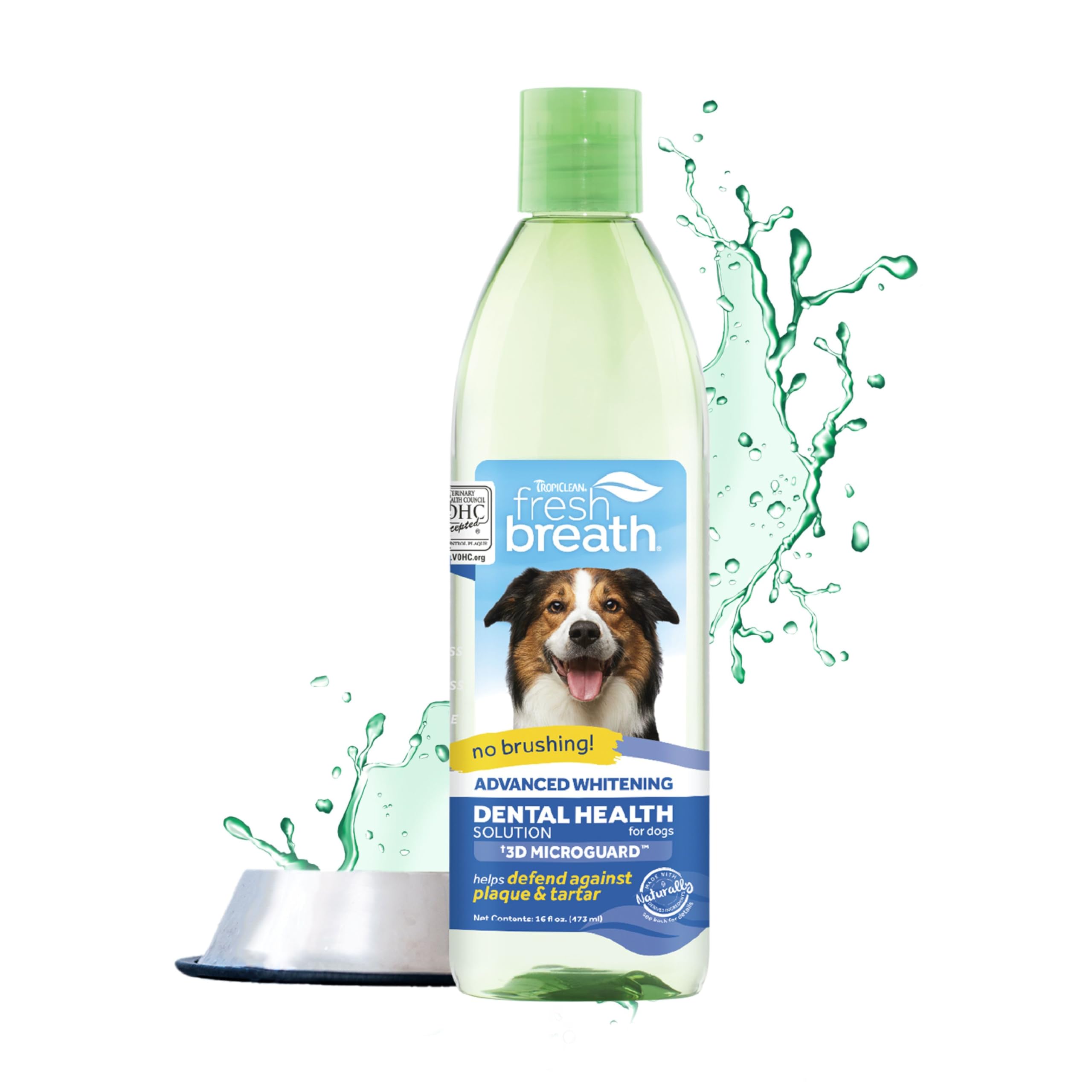 TropiClean Fresh Breath Advanced Whitening | Dog Oral Care Water Additive | Dog Breath Freshener Additive for Dental Health | VO