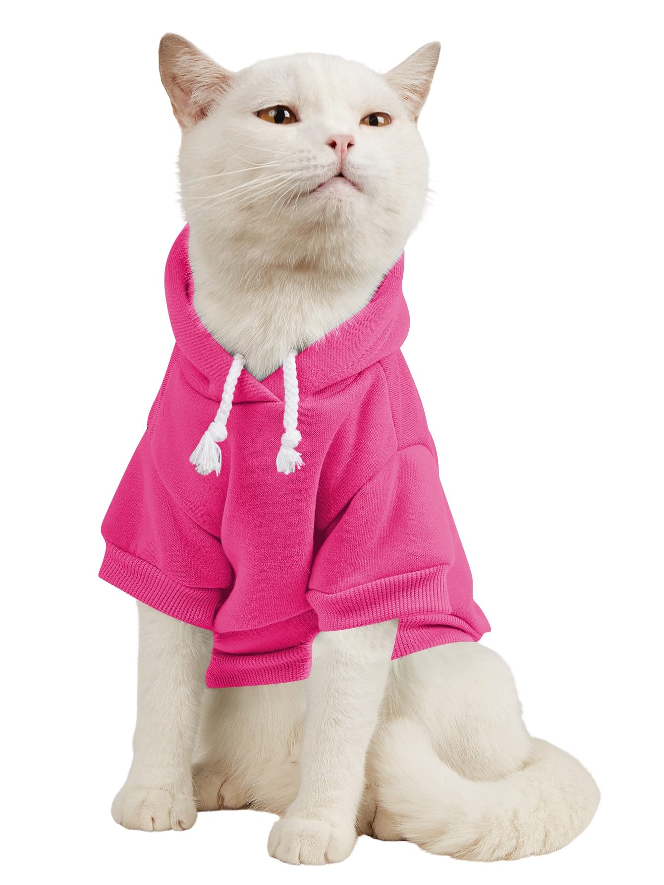 Qwinee Basic Dog Hoodie, Dog Warm Jacket, Cat Apparel, Dog Shirt, Dog Clothes For Puppy Kitten Small Medium Dogs Cats Hot Pink S