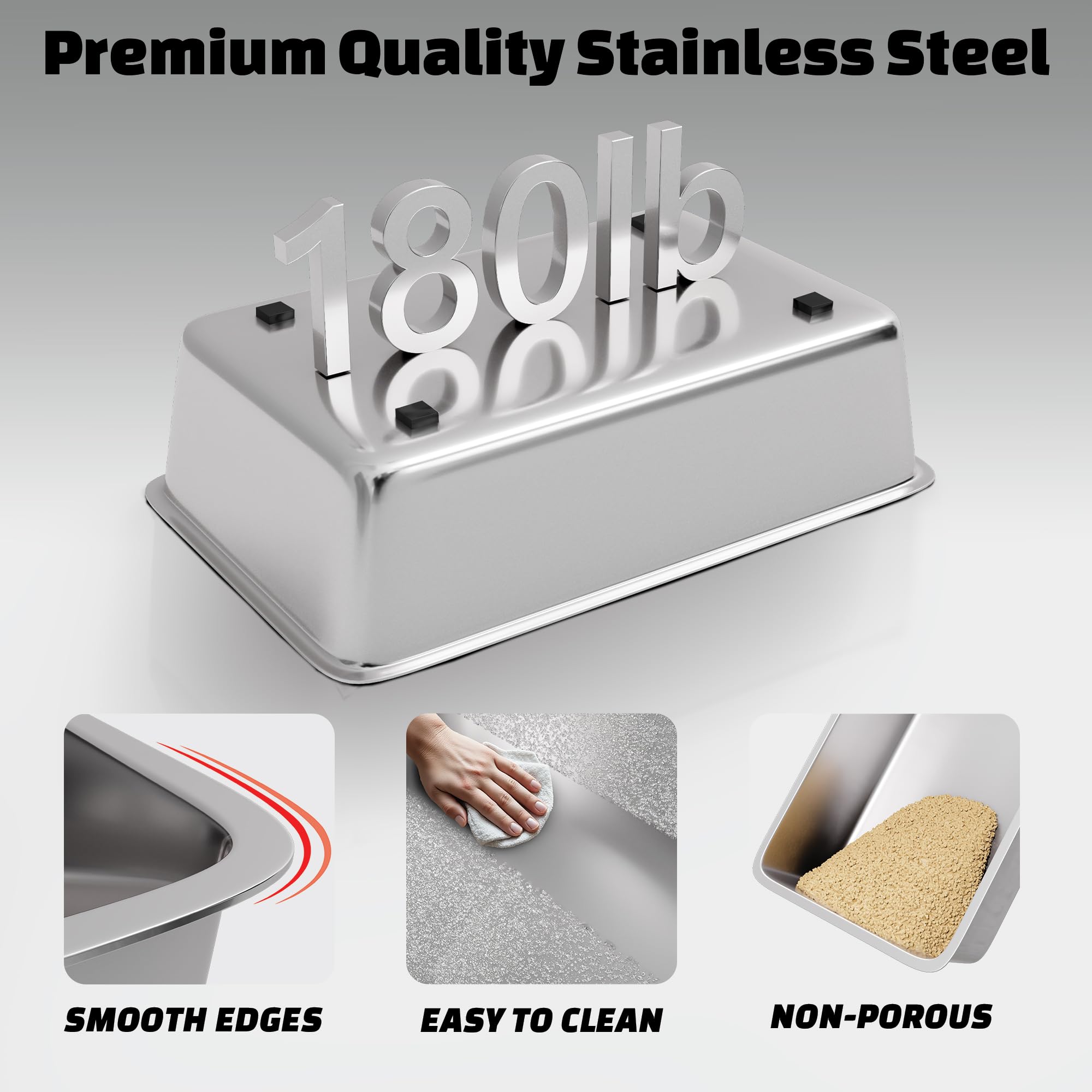 Tom & Sora Creations Stainless Steel Sifting Litter Box, Sifting Cat Litter Box For Pine Pellets And Clay Litter, Multifunctiona