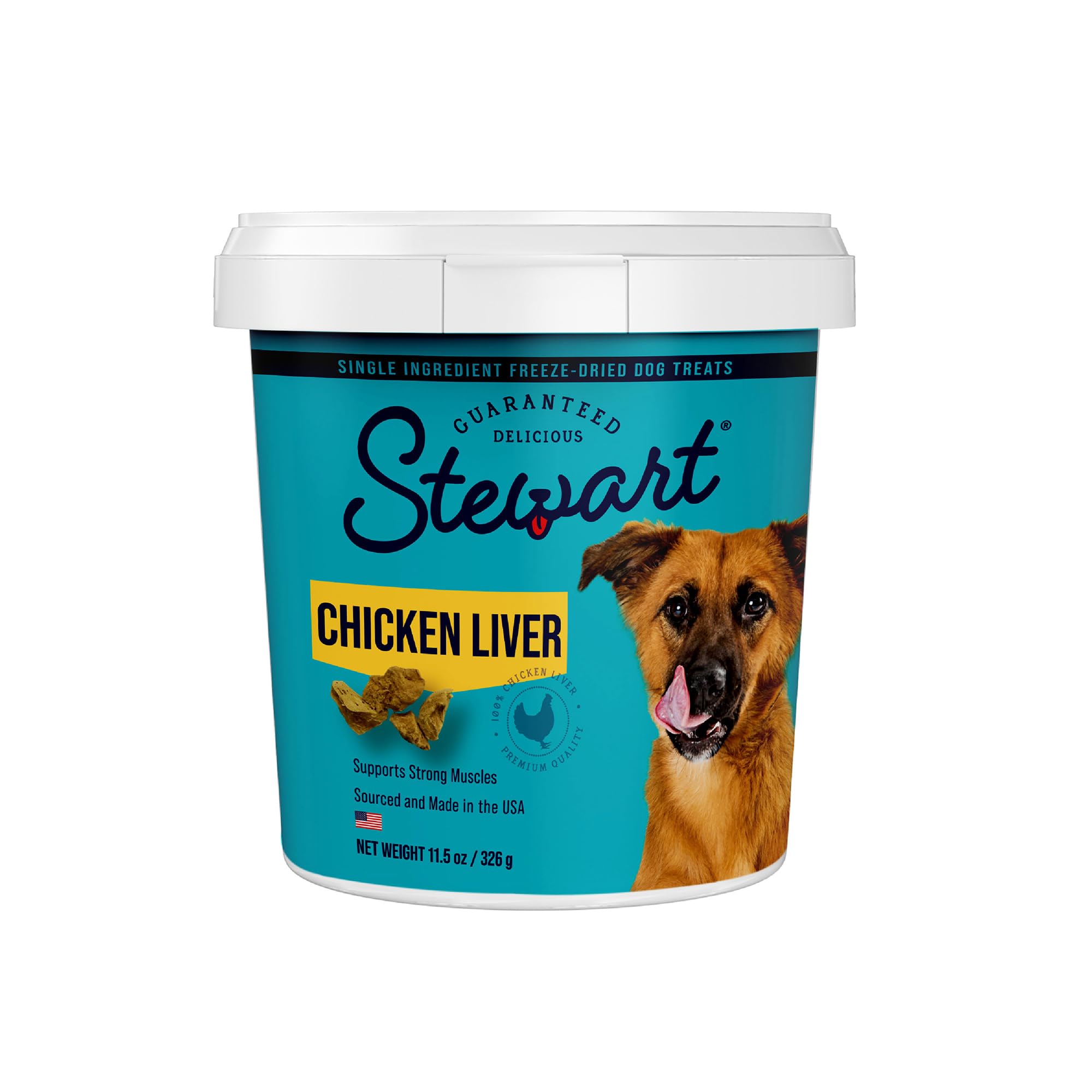 Stewart Freeze Dried Dog Treats, Chicken Liver, 11.5 oz, Grain Free & Gluten Free, Resealable Tub, Single Ingredient, Training T